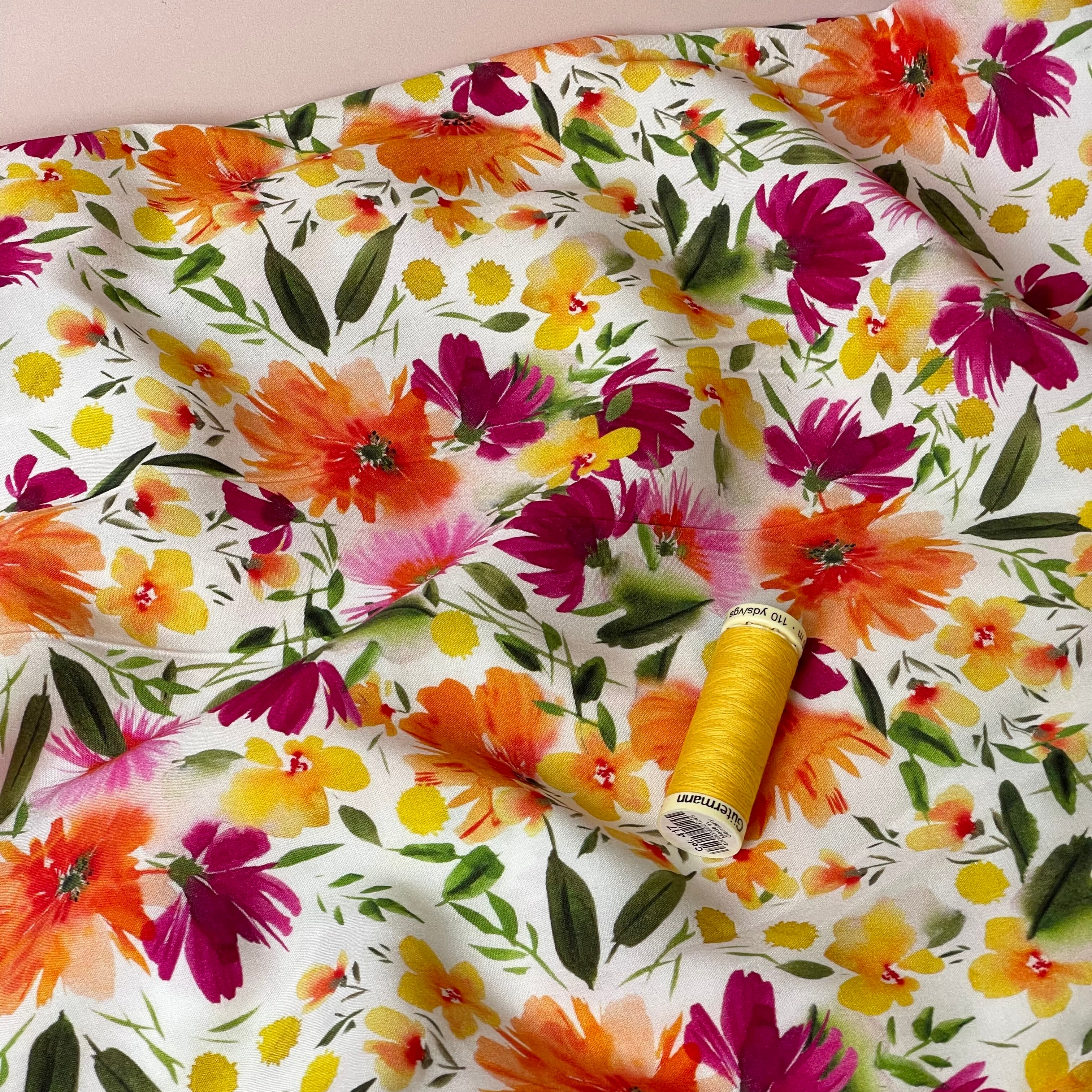 Spring Blooms Stretch Viscose Fabric