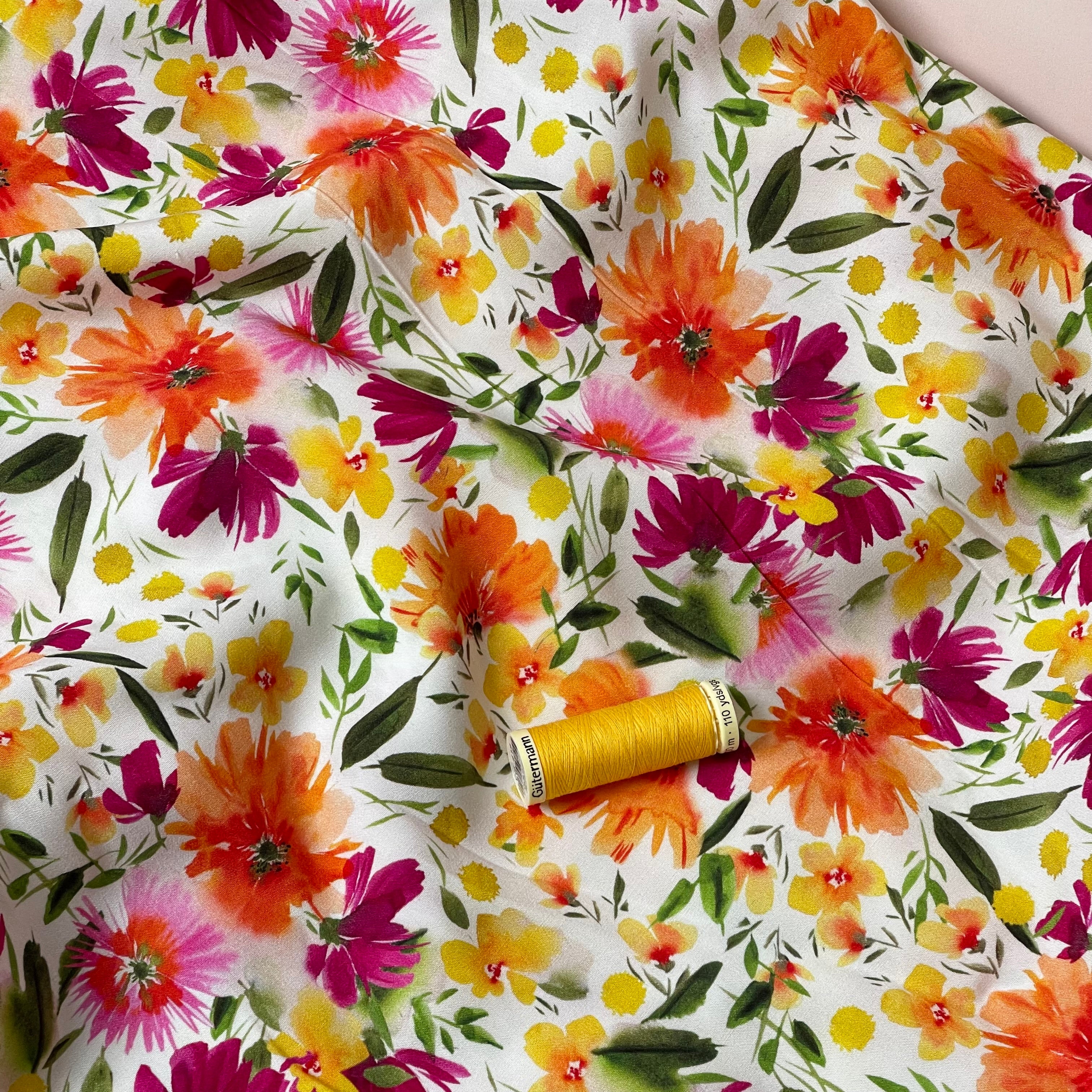 Spring Blooms Stretch Viscose Fabric