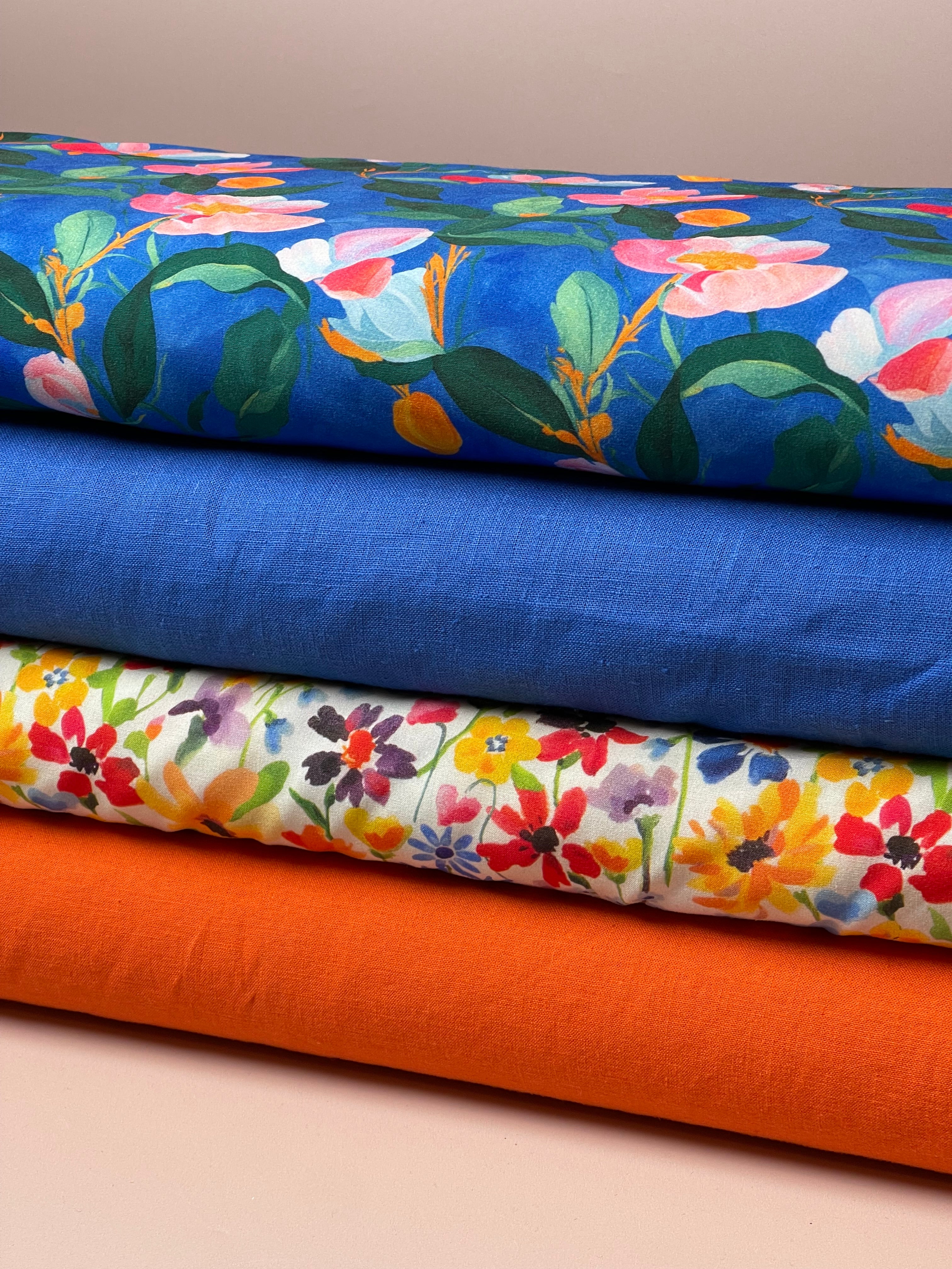 Apricot Buds Stretch Viscose Fabric