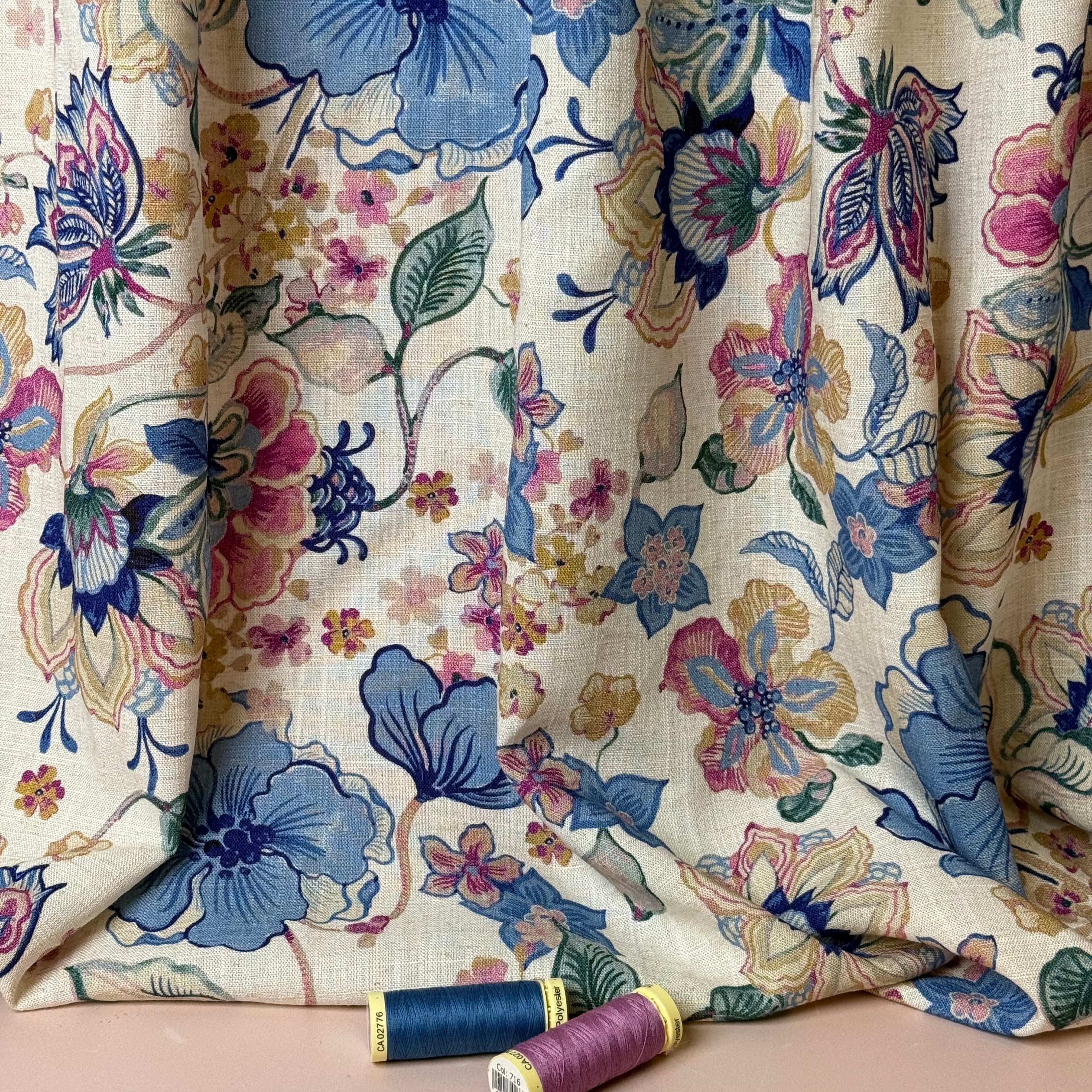 Henna Flowers Summer Viscose Linen Fabric