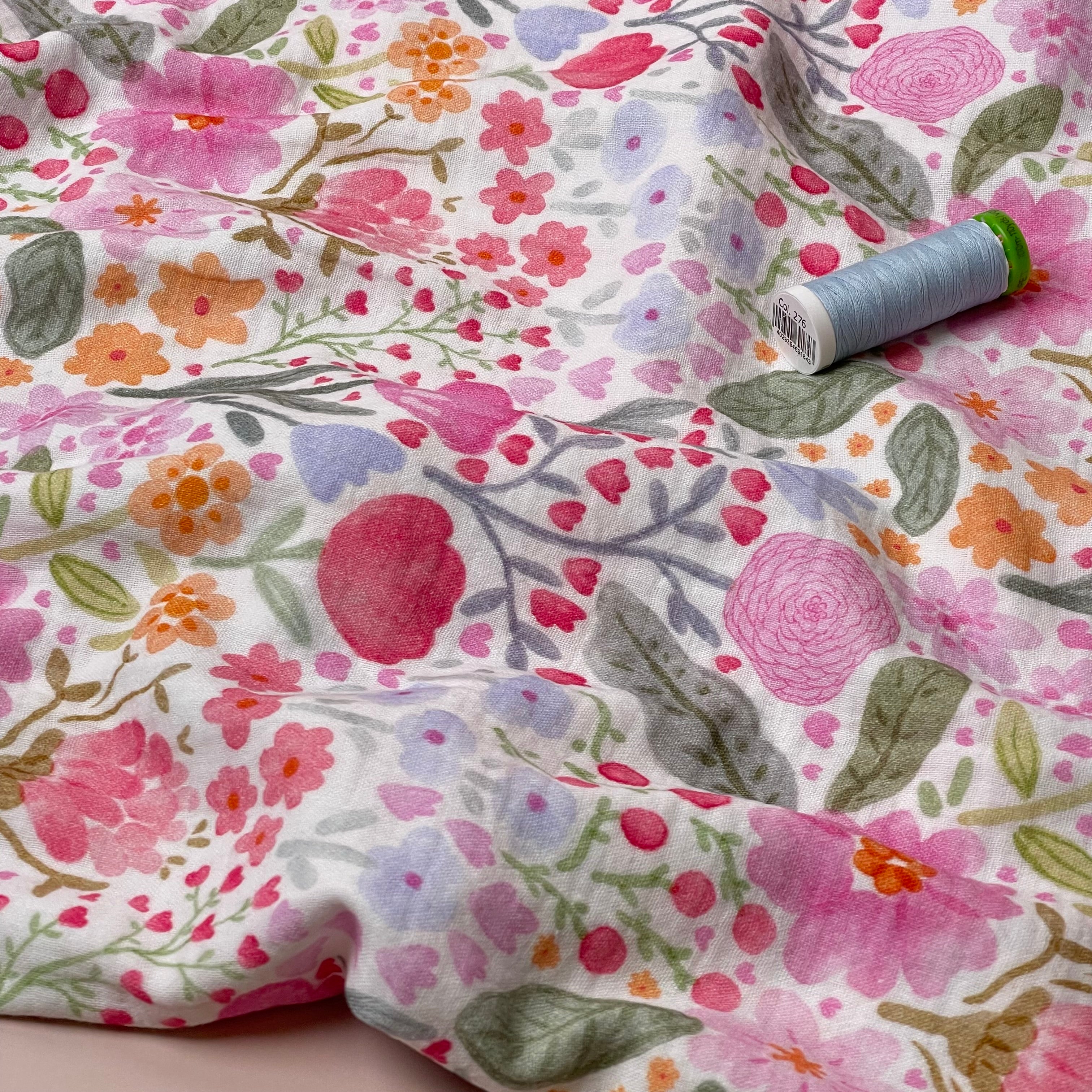 Watercolour Meadow Cotton Double Gauze
