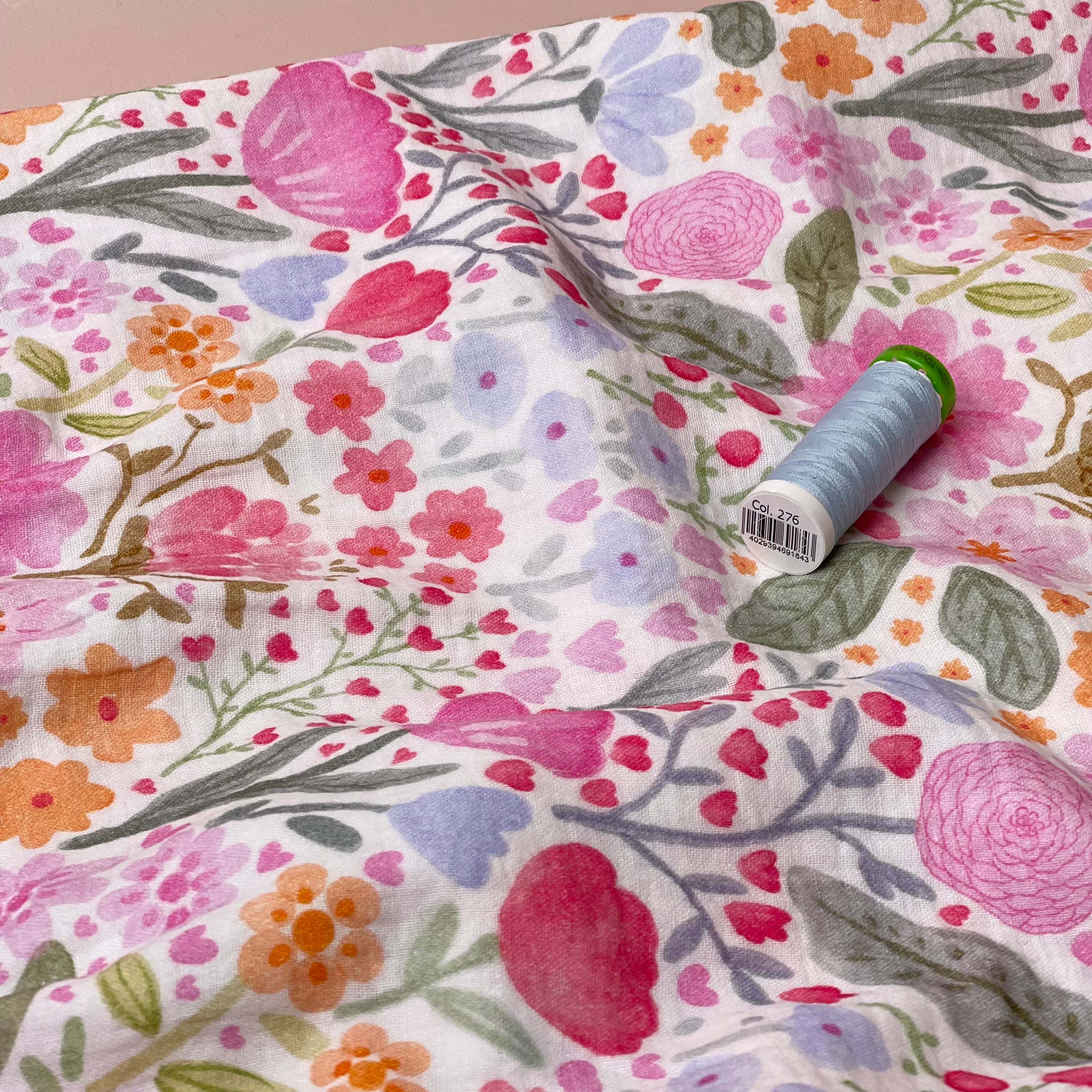 Watercolour Meadow Cotton Double Gauze