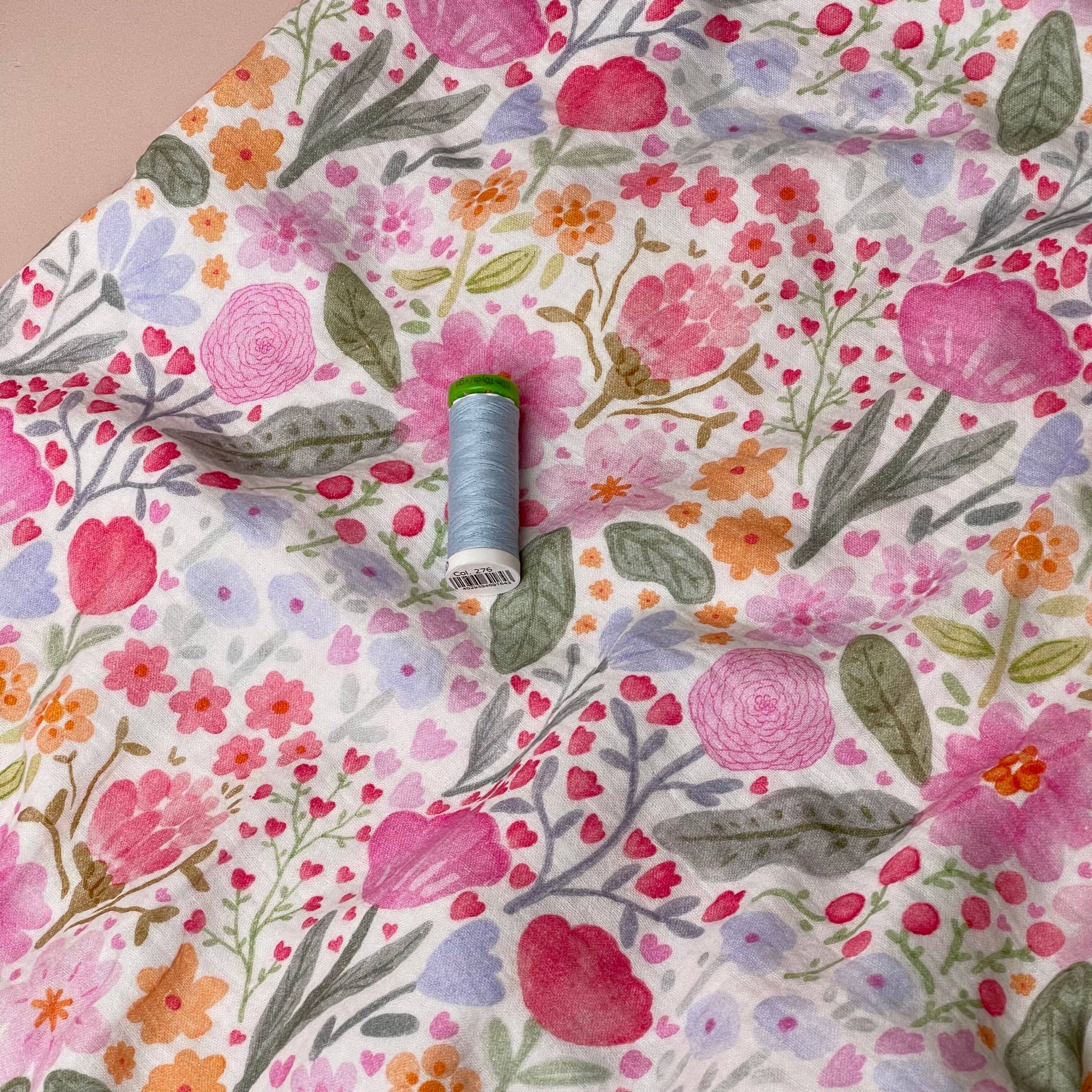 Watercolour Meadow Cotton Double Gauze