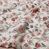 Spring Flowers Peach Cotton Double Gauze