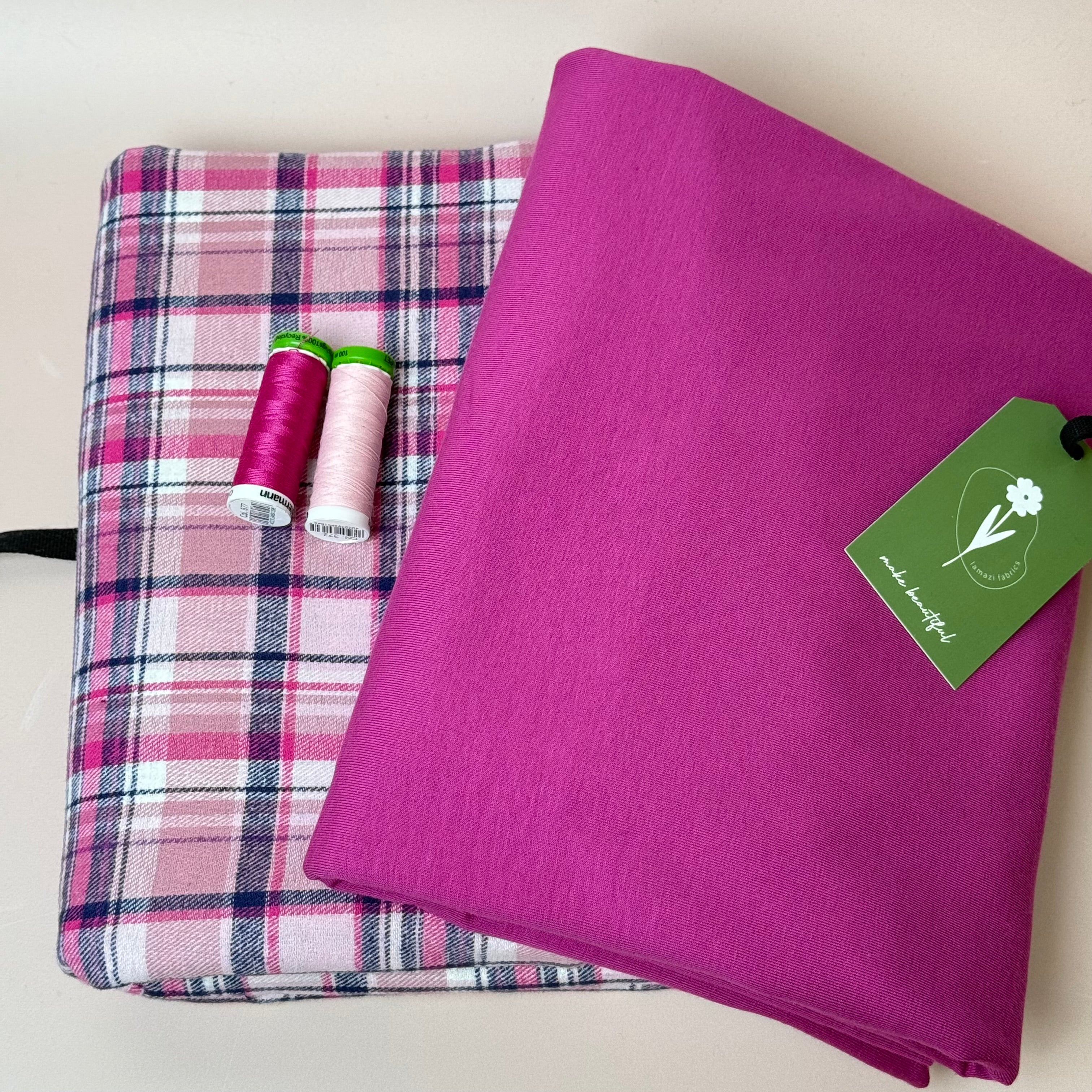 Limited Edition - Luxury Pyjama Kit with Pink Checked Cotton Flannel and Jersey