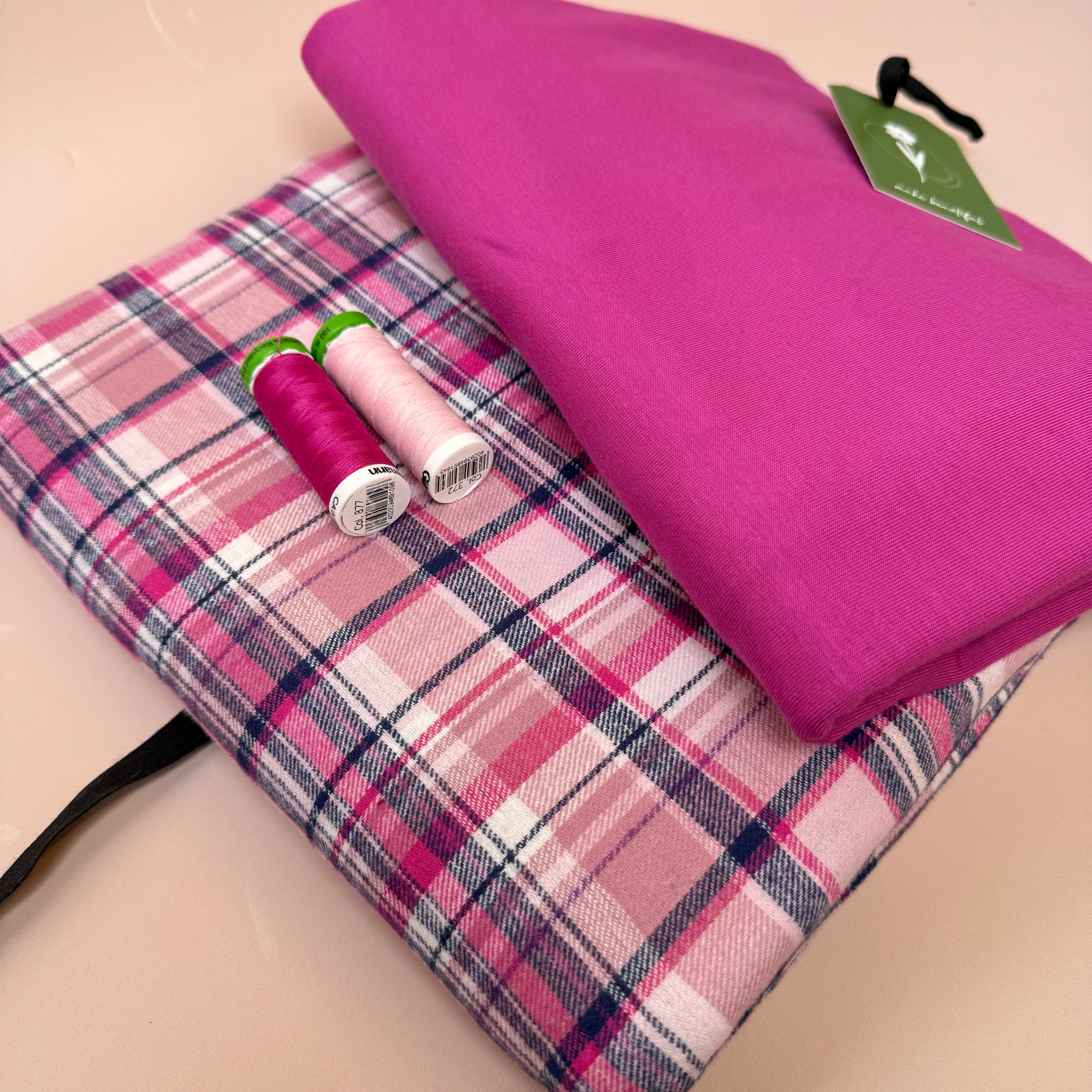 Limited Edition - Luxury Pyjama Kit with Pink Checked Cotton Flannel and Jersey