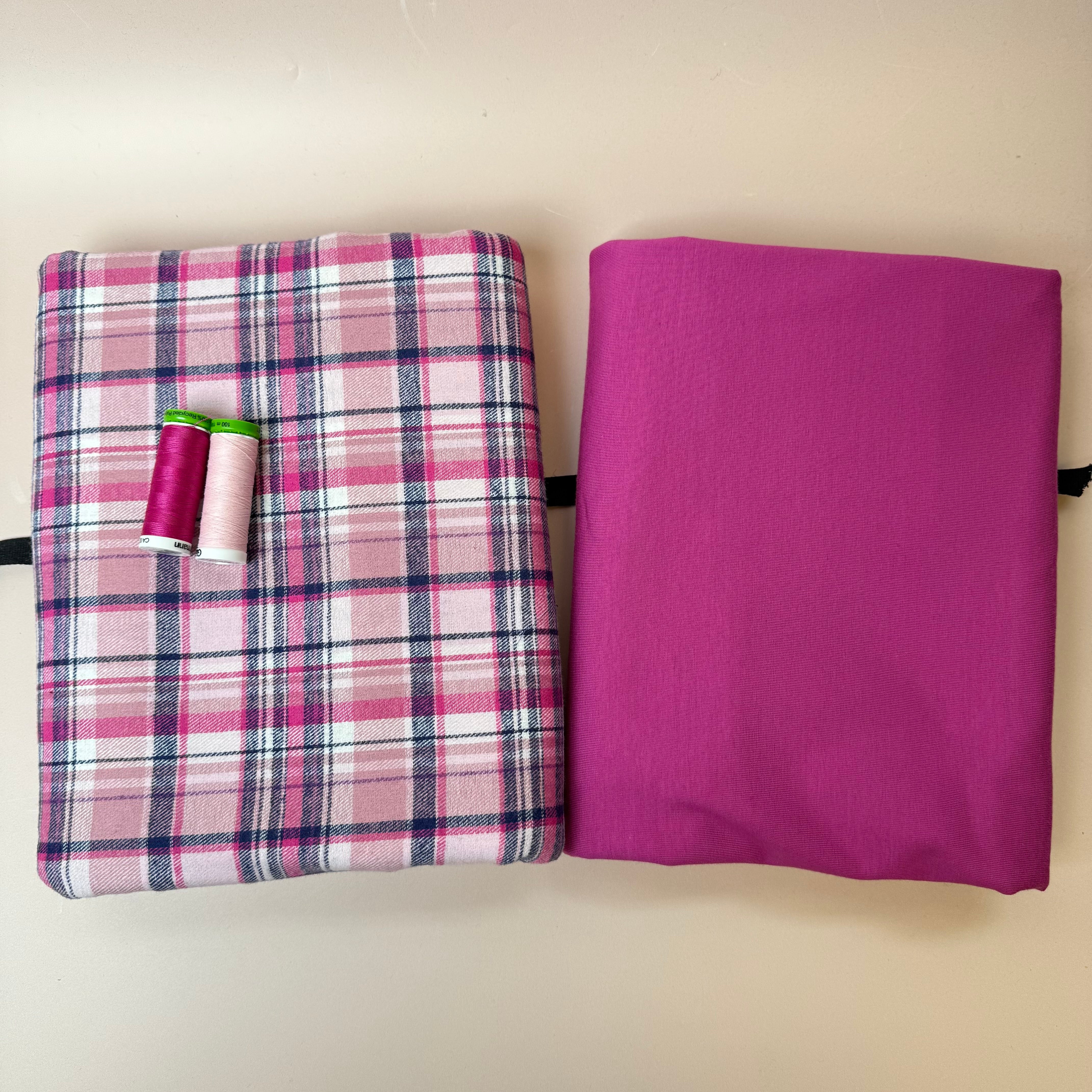 Limited Edition - Luxury Pyjama Kit with Pink Checked Cotton Flannel and Jersey