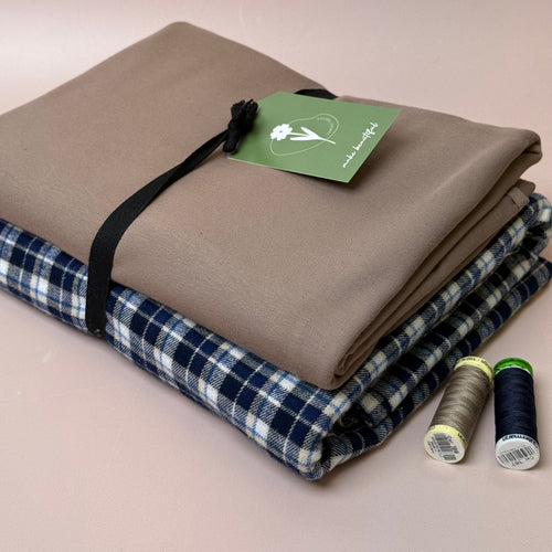Limited Edition - Luxury Pyjama Kit with Blue Checked Cotton Flannel and Jersey