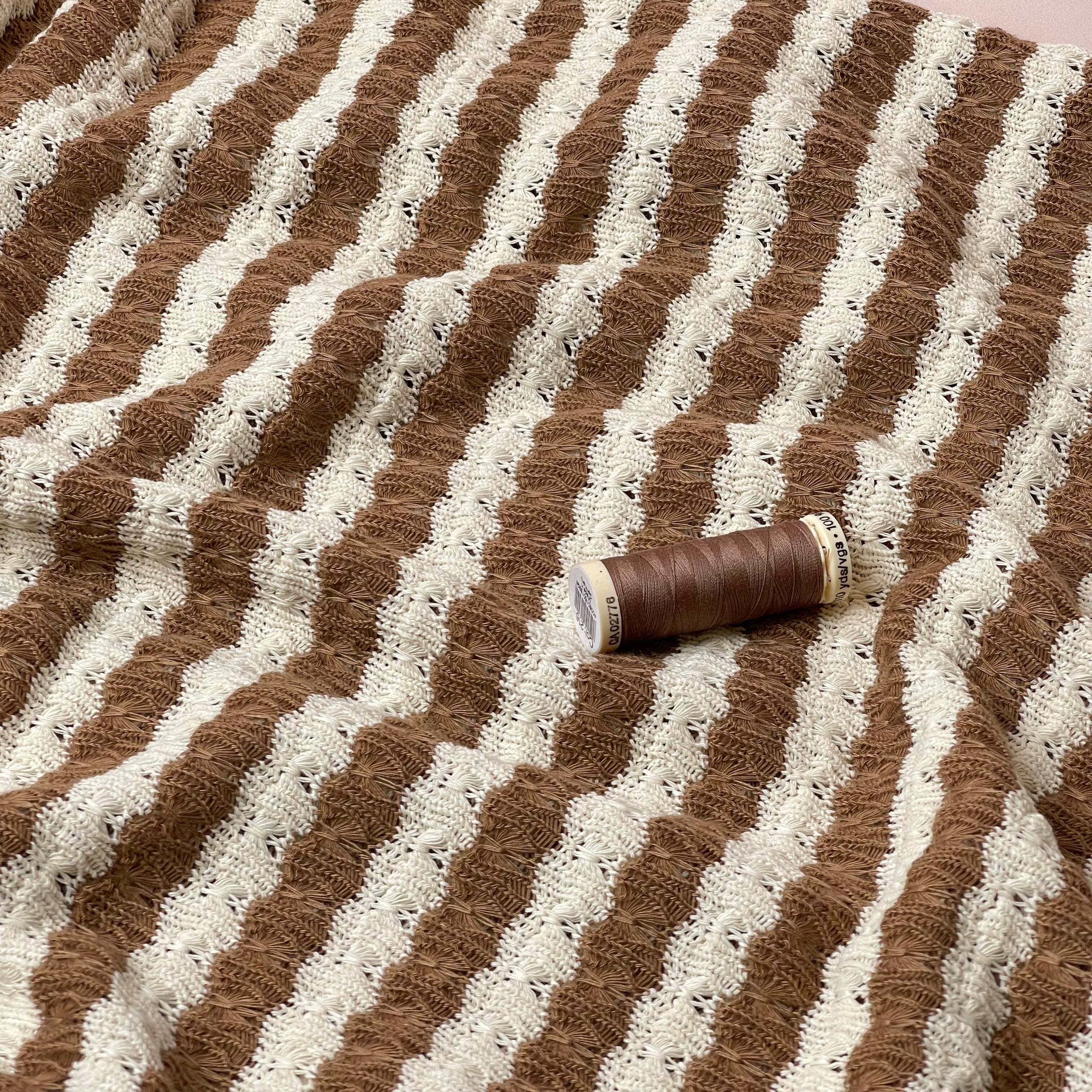 Summer Knitted Jacquard in Brown & Off-White Stripes