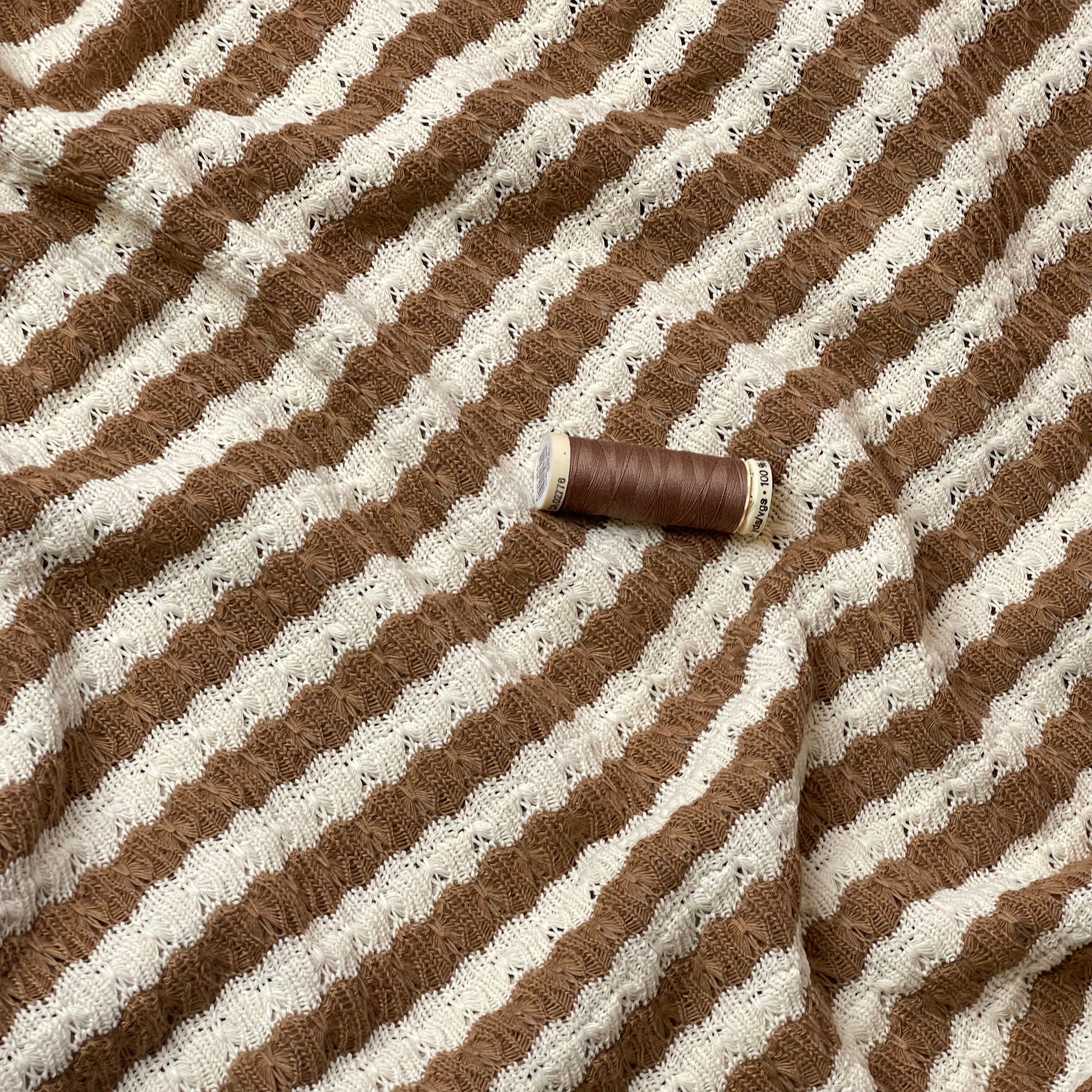 Summer Knitted Jacquard in Brown & Off-White Stripes