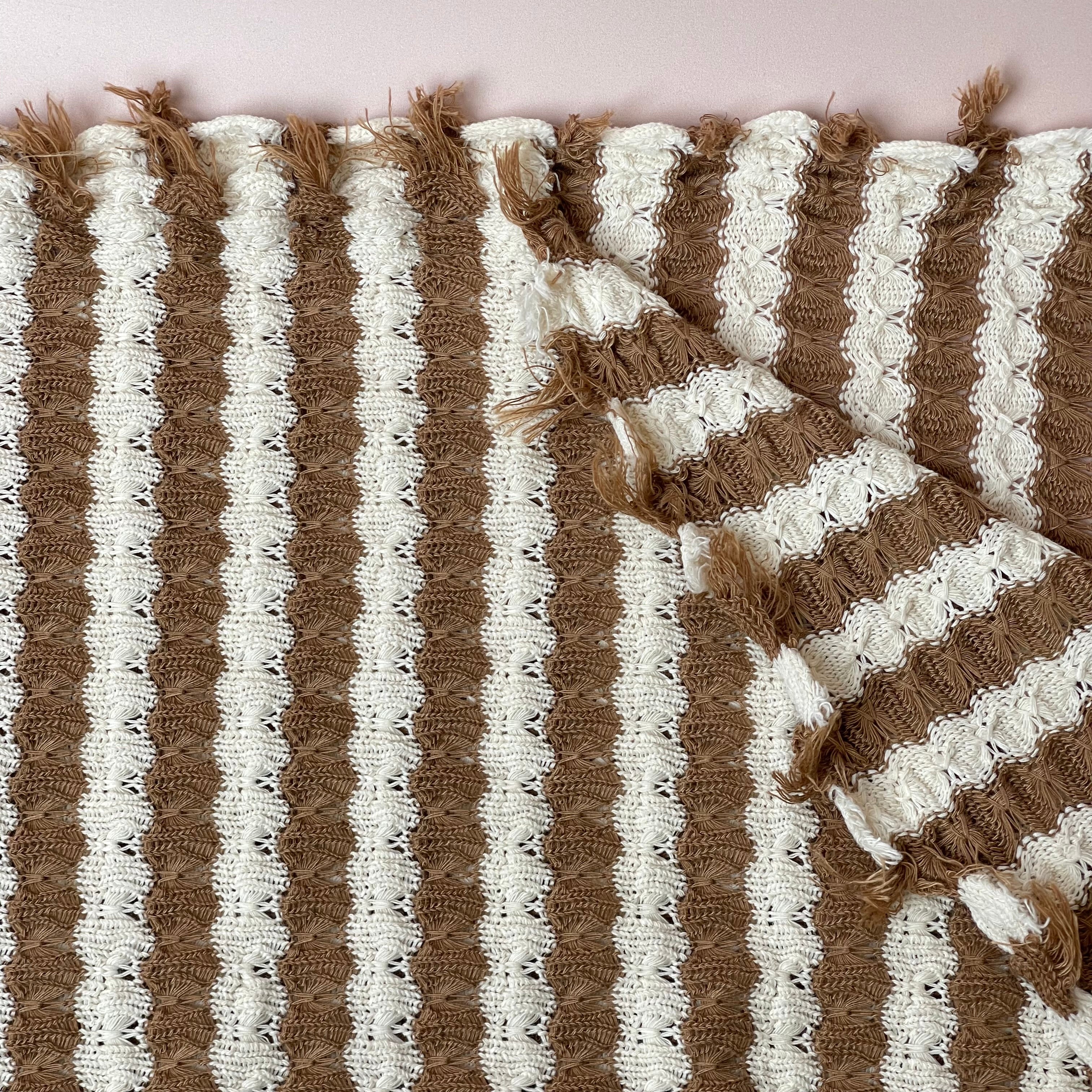 Summer Knitted Jacquard in Brown & Off-White Stripes