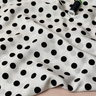 Polka Dots on White Viscose Poplin Fabric