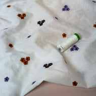 Embroidered Flowers Autumn Cotton Voile Fabric