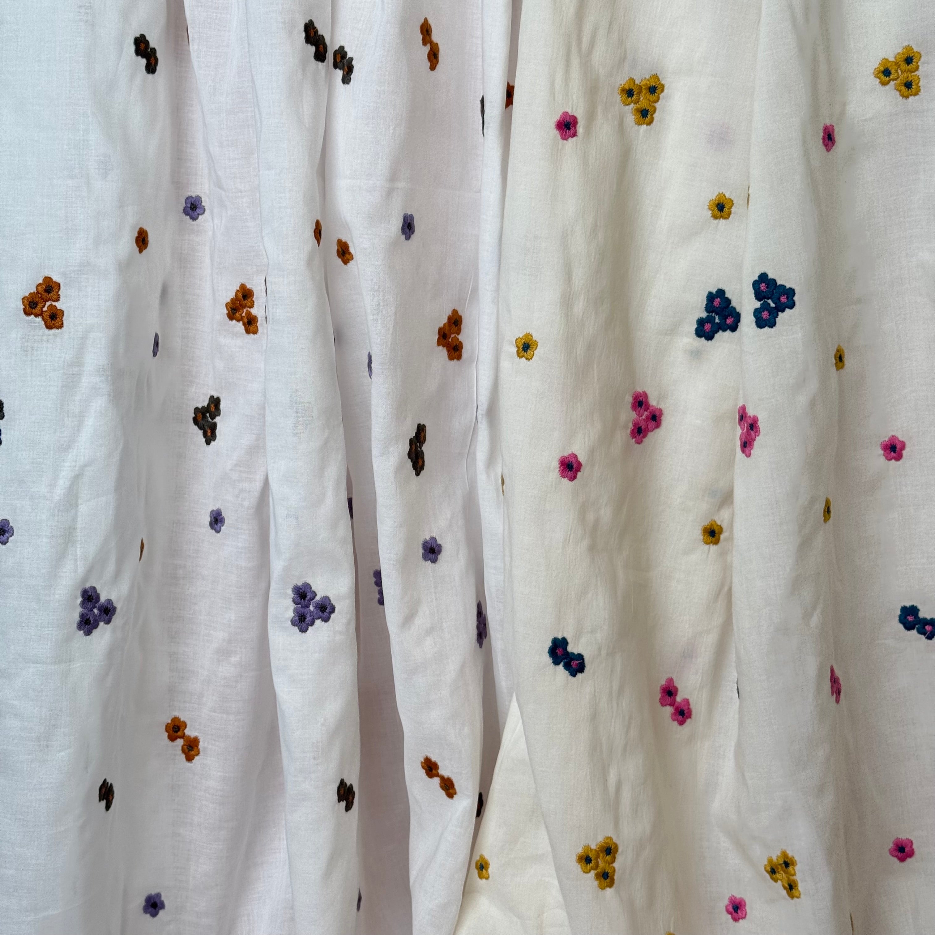 Embroidered Flowers Summer Cotton Voile Fabric