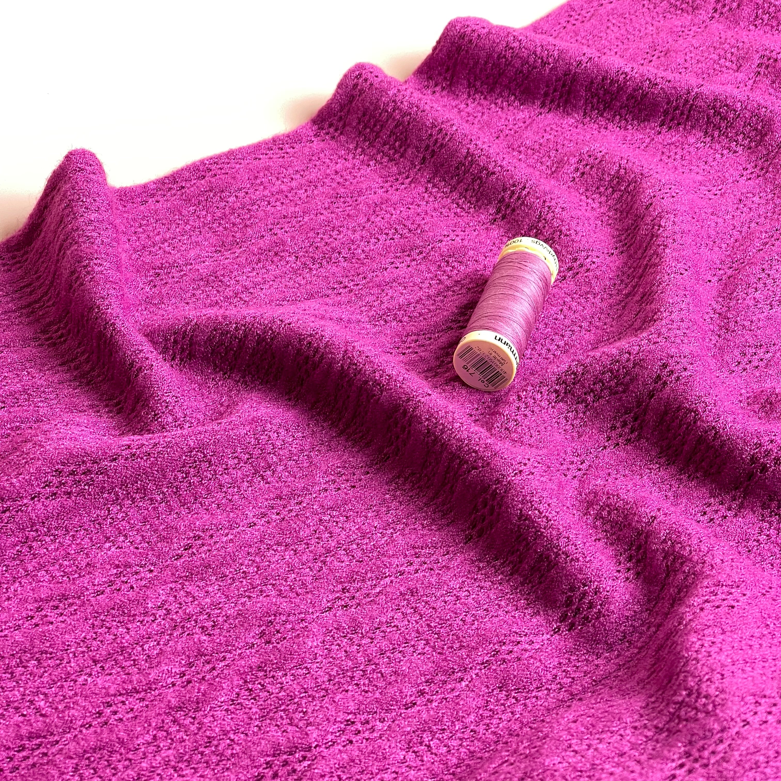 REMNANT 0.52 Metre - Lace Viscose Blend Sweater Knit in Cyclamen Pink