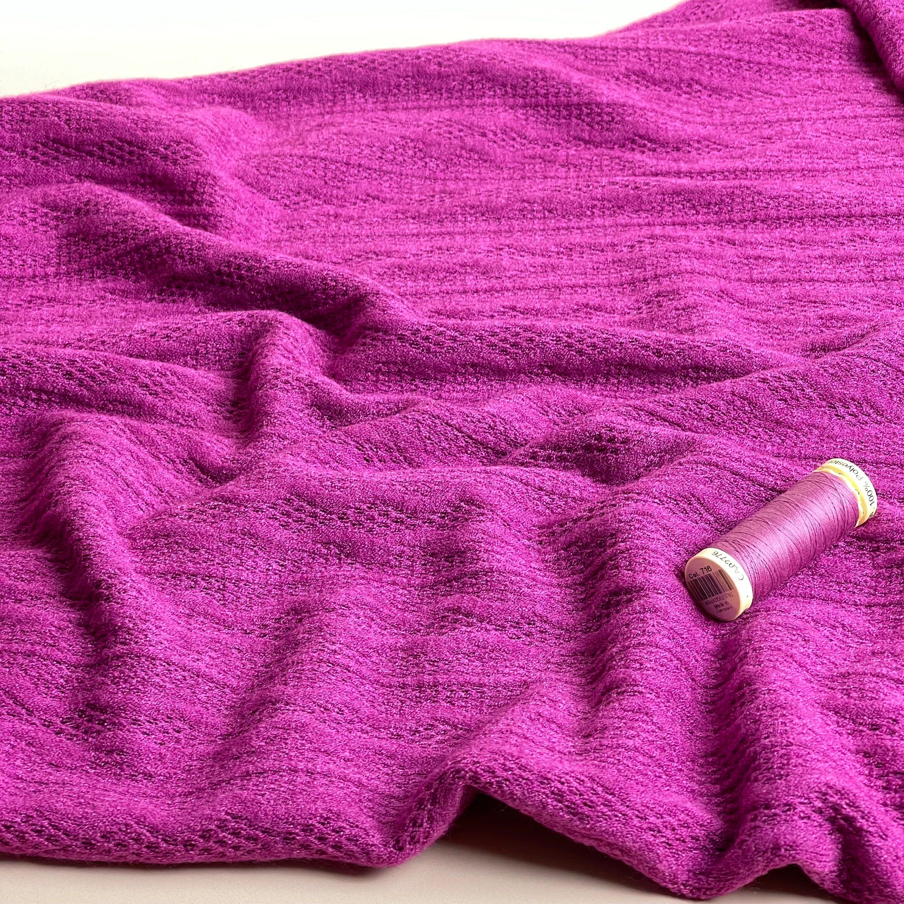 REMNANT 0.52 Metre - Lace Viscose Blend Sweater Knit in Cyclamen Pink