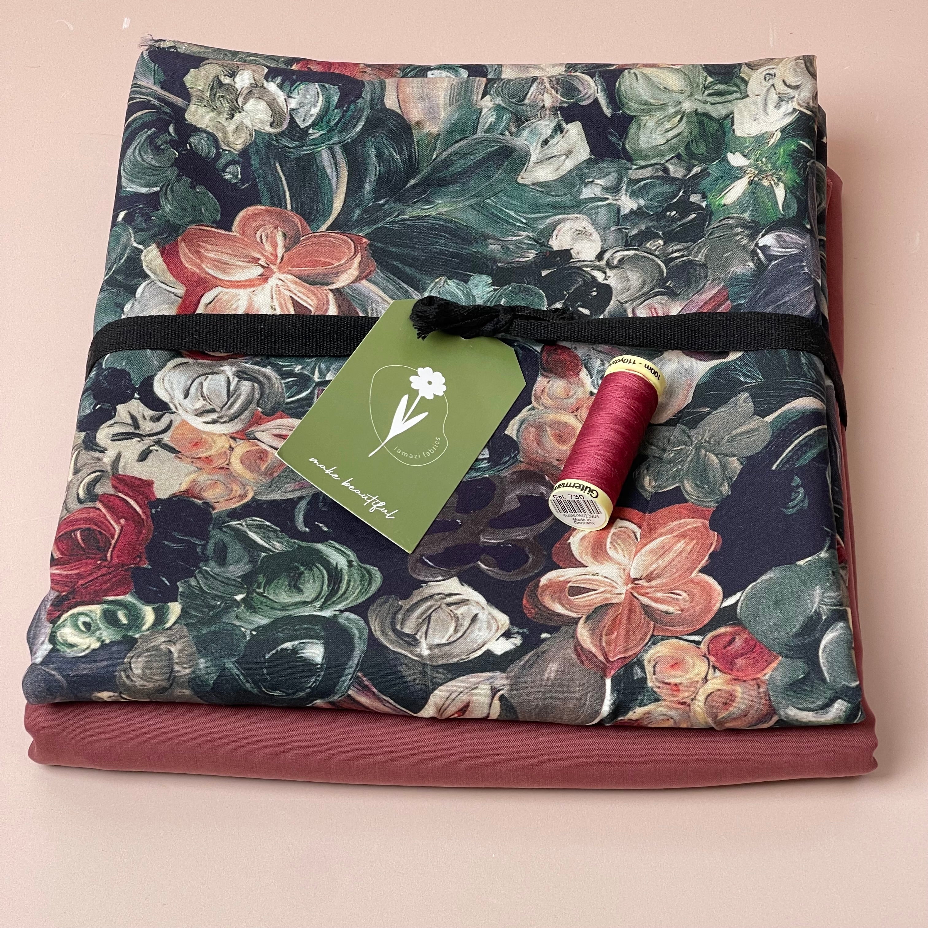 Make an Outfit Colour Bundle - Painted Florals Viscose and Pink Clay TENCEL™ Lyocell Sandwashed Twill