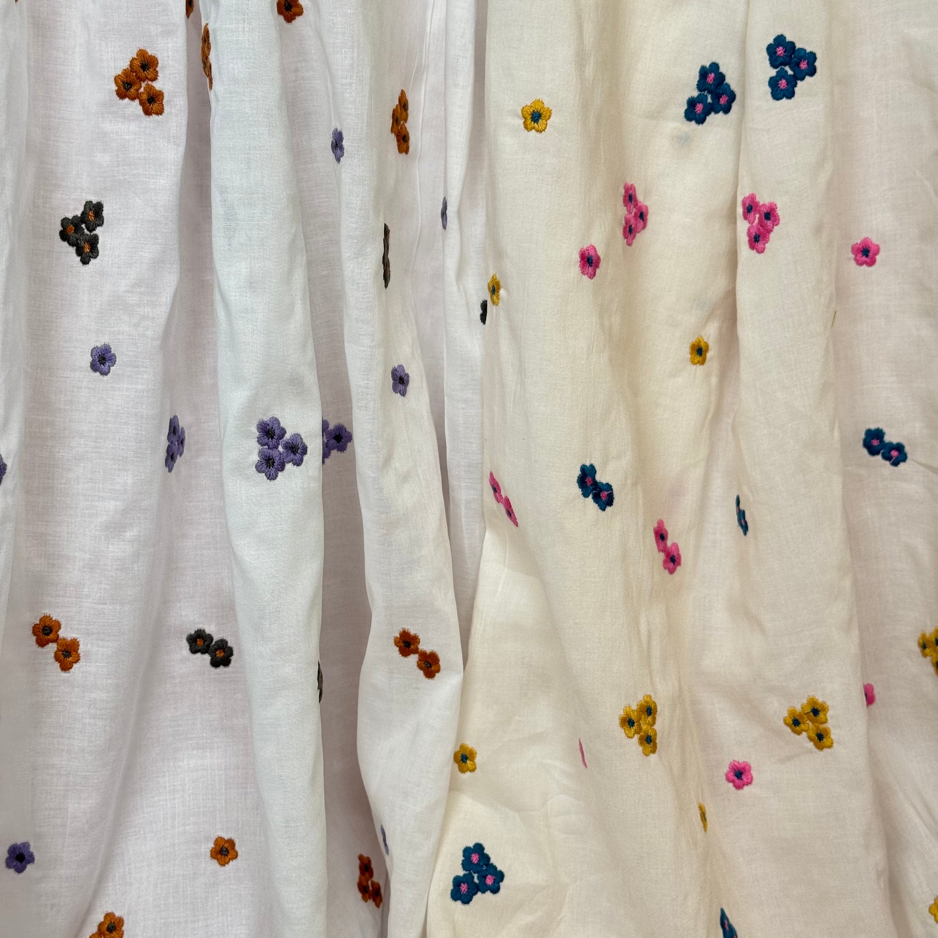 Embroidered Flowers Summer Cotton Voile Fabric