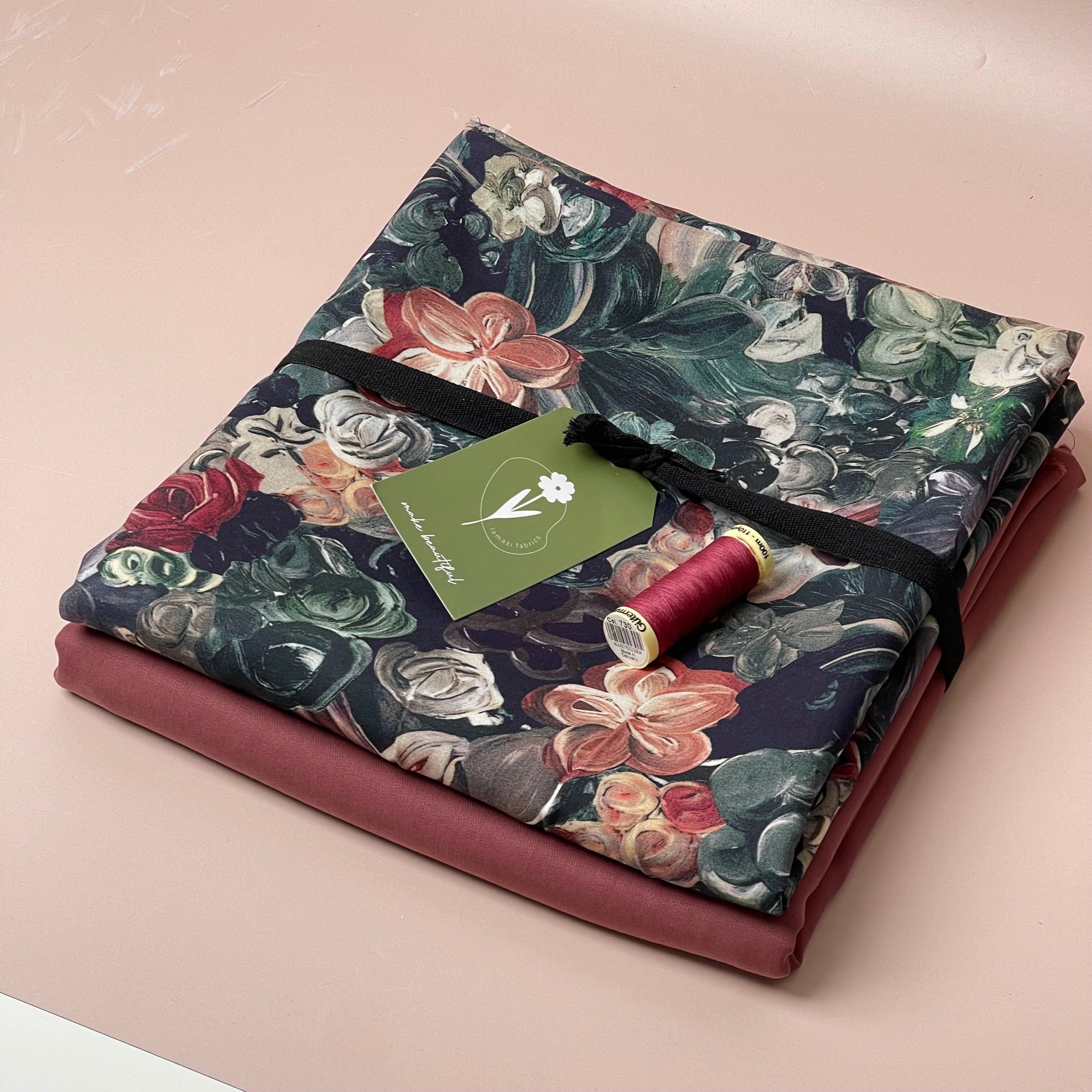 Make an Outfit Colour Bundle - Painted Florals Viscose and Pink Clay TENCEL™ Lyocell Sandwashed Twill