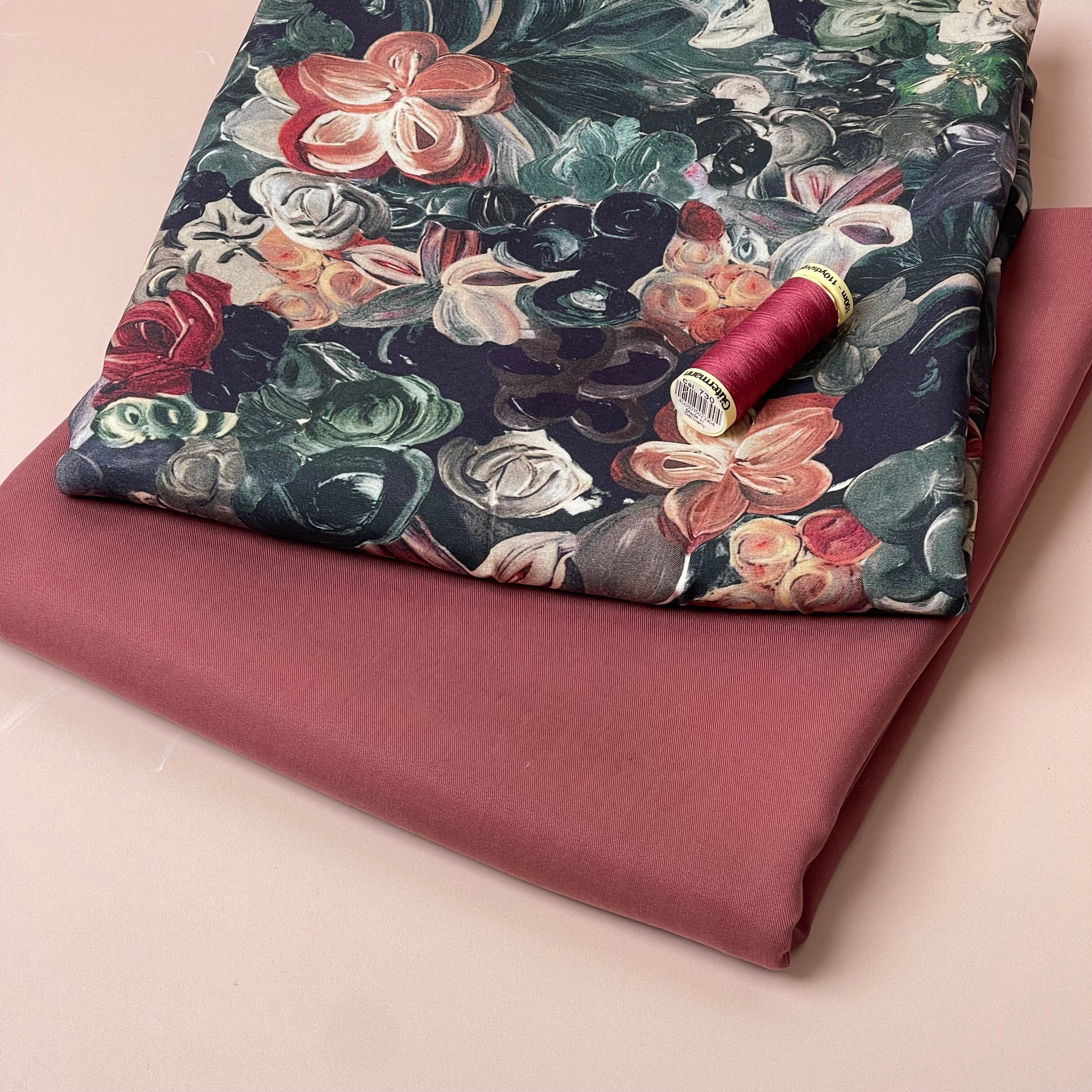 Make an Outfit Colour Bundle - Painted Florals Viscose and Pink Clay TENCEL™ Lyocell Sandwashed Twill