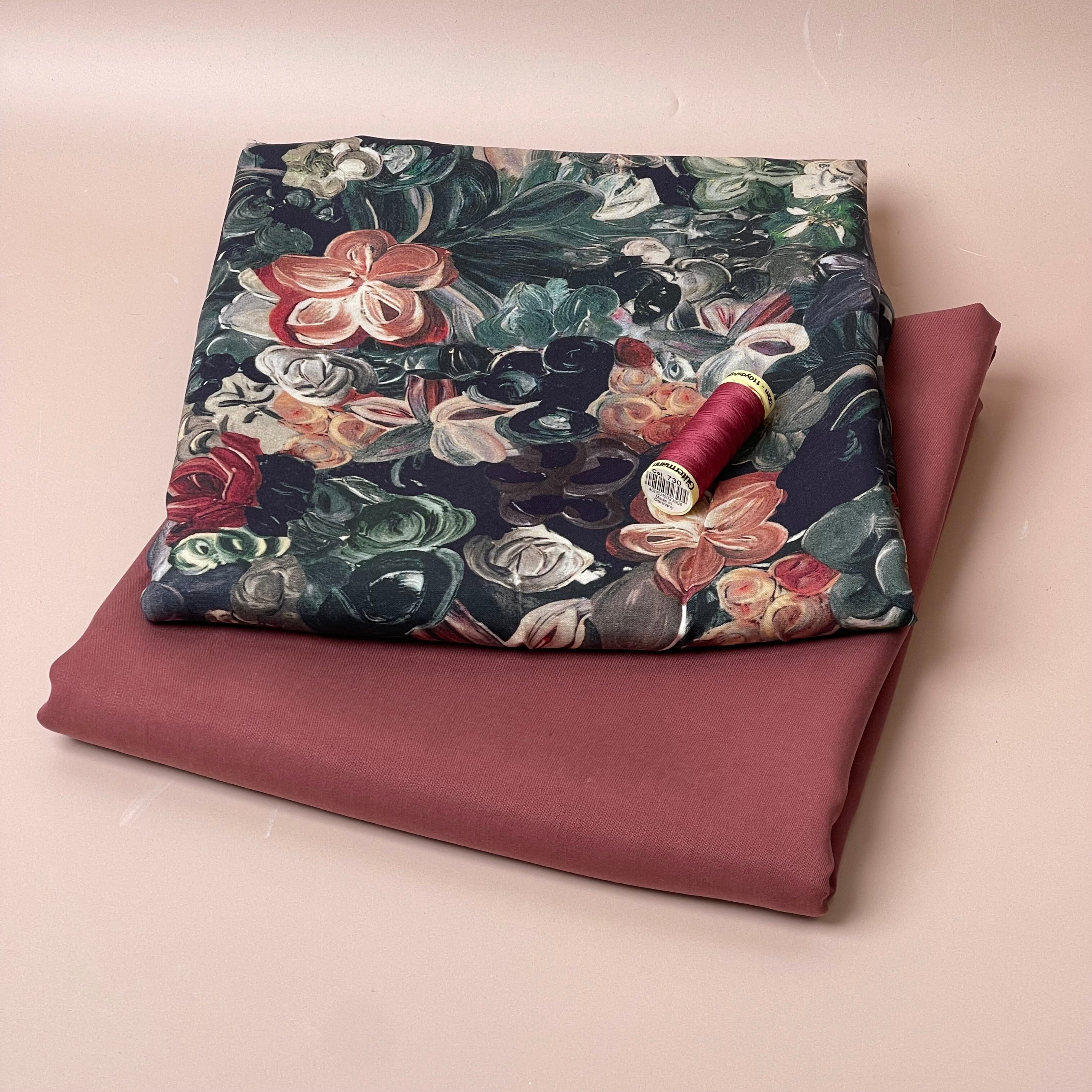 Make an Outfit Colour Bundle - Painted Florals Viscose and Pink Clay TENCEL™ Lyocell Sandwashed Twill