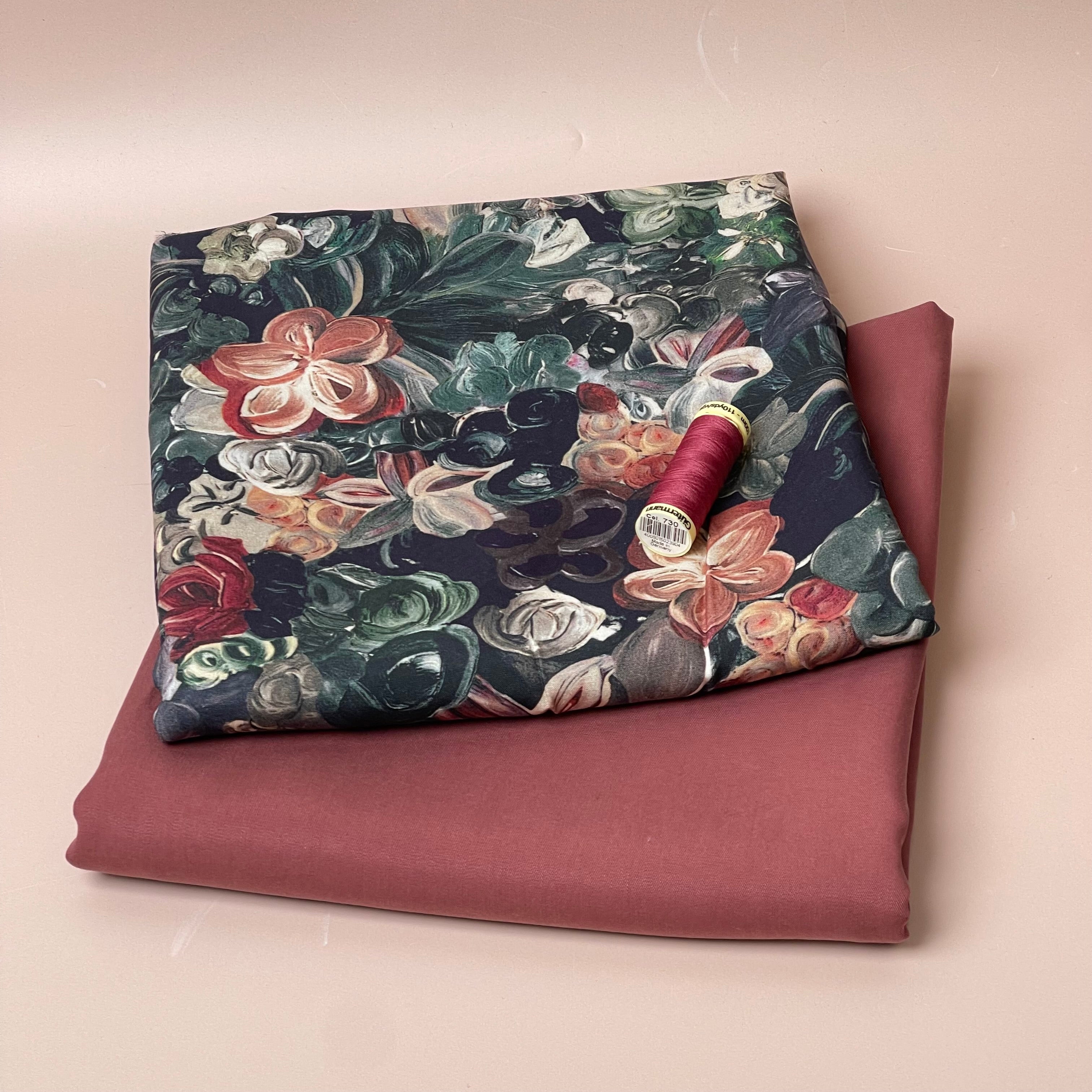 Make an Outfit Colour Bundle - Painted Florals Viscose and Pink Clay TENCEL™ Lyocell Sandwashed Twill