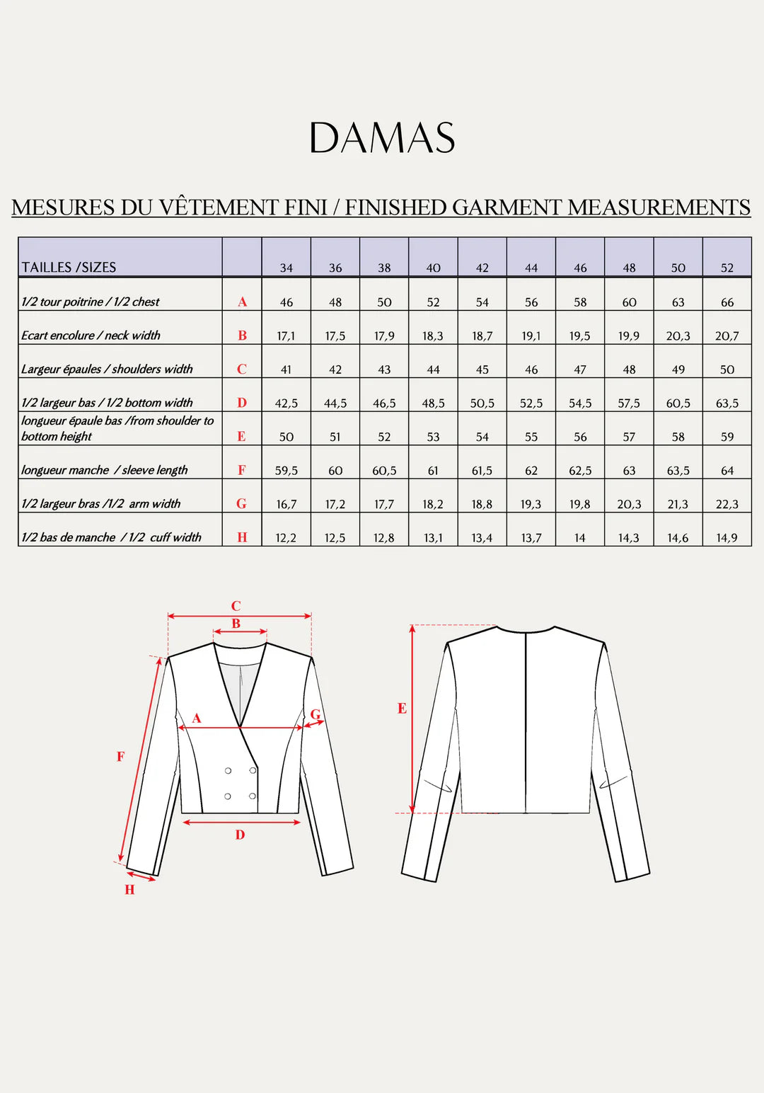 Maison Fauve - DAMAS Jacket Paper Sewing Pattern