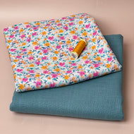 Make an Outfit Colour Bundle - Ditsy Flower Field Viscose and Light Teal Breeze Linen