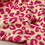 Carmine Rose Leopard Fleece-back Organic Cotton Sweat-Shirting