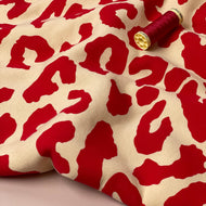 Tomato Red Leopard Fleece-back Organic Cotton Sweat-Shirting