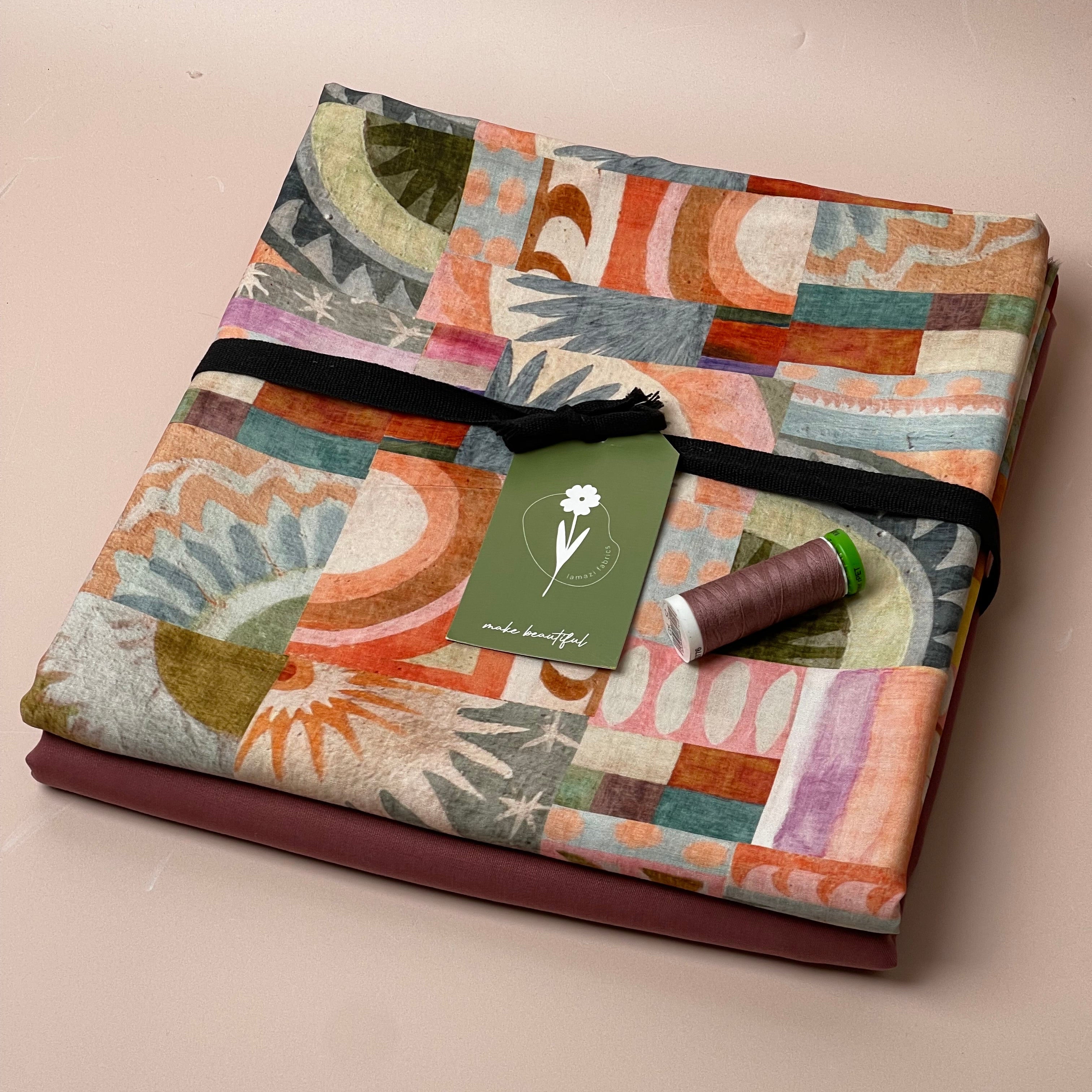 Make an Outfit Colour Bundle - Abstract Tiles Viscose and Pink Clay TENCEL™ Lyocell Sandwashed Twill