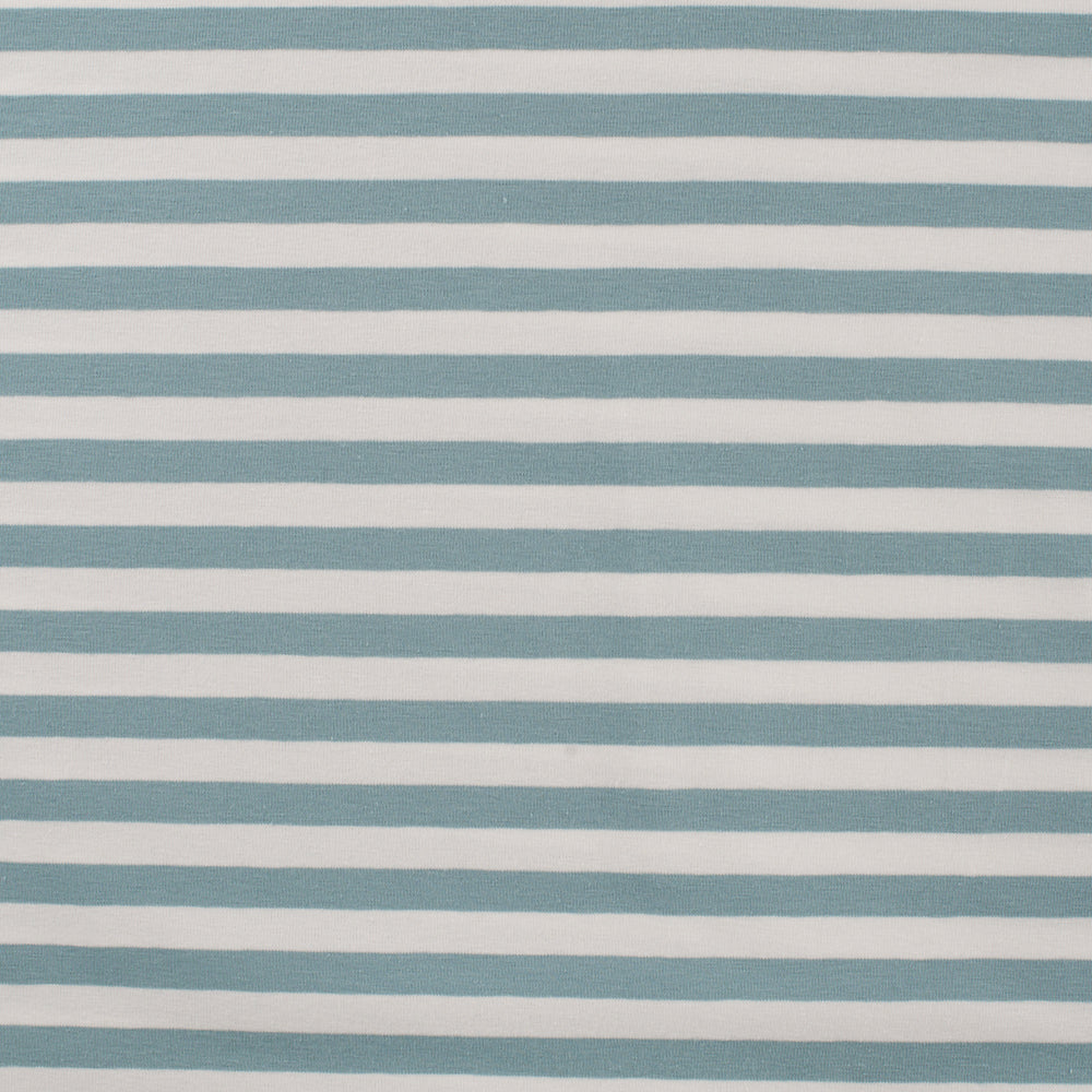 Yarn Dyed Soft Mint Breton Stripe Cotton Jersey Fabric