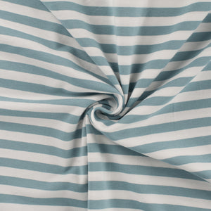 Yarn Dyed Soft Mint Breton Stripe Cotton Jersey Fabric