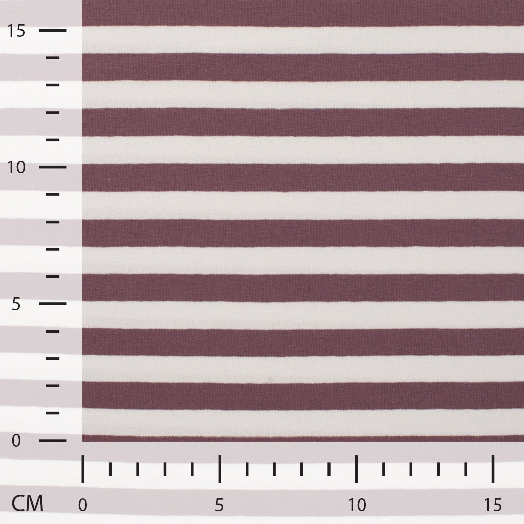 Yarn Dyed Mauve Breton Stripe Cotton Jersey Fabric