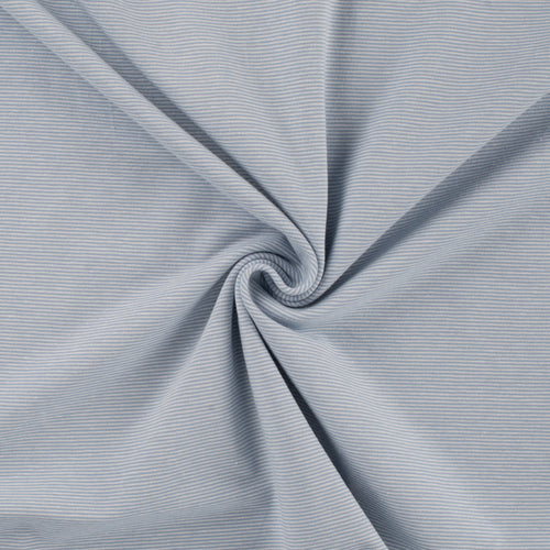 Yarn Dyed Soft Blue Fine Stripe Cotton Jersey Fabric
