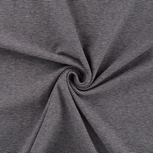 Yarn Dyed Navy Fine Stripe Cotton Jersey Fabric