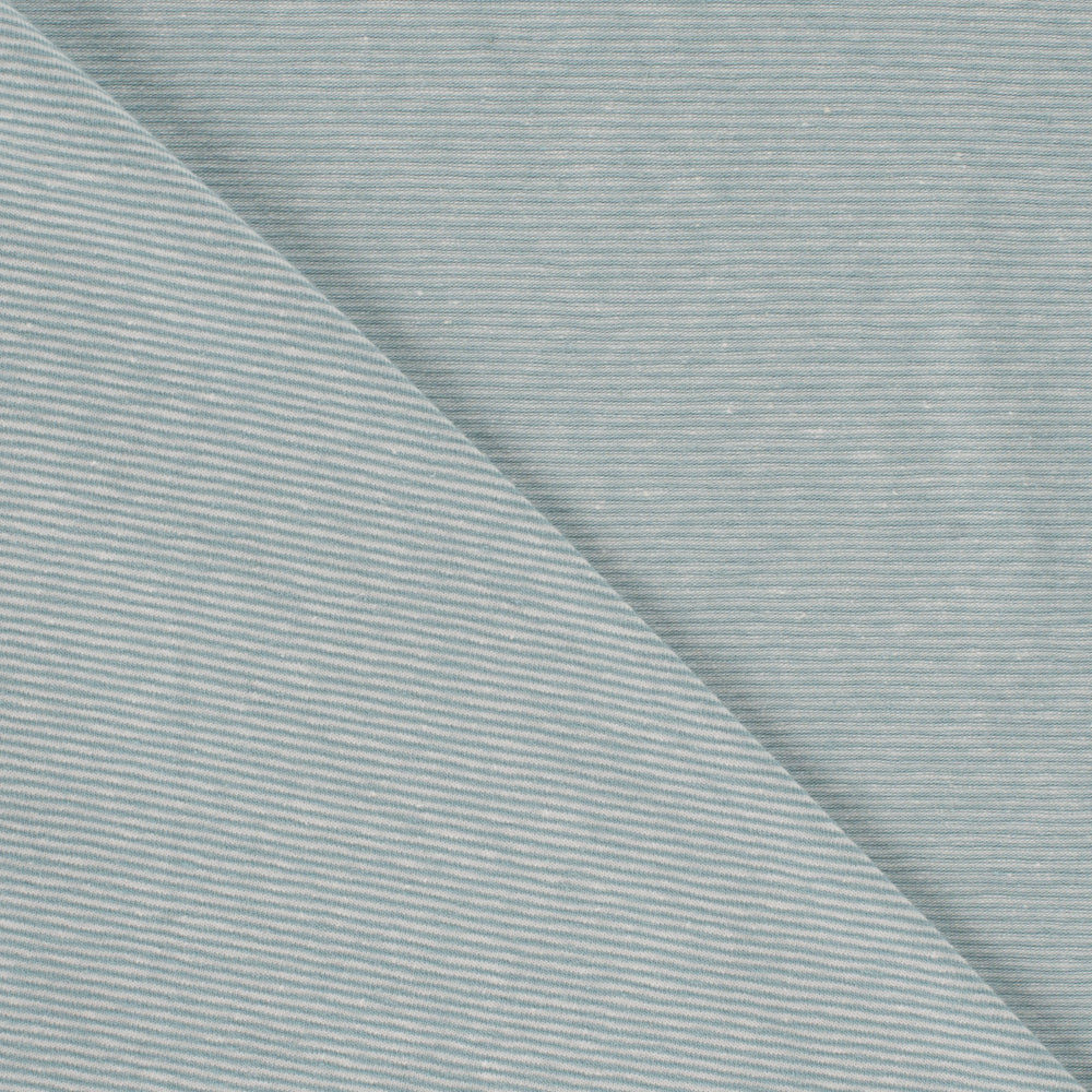 Yarn Dyed Soft Mint Fine Stripe Cotton Jersey Fabric