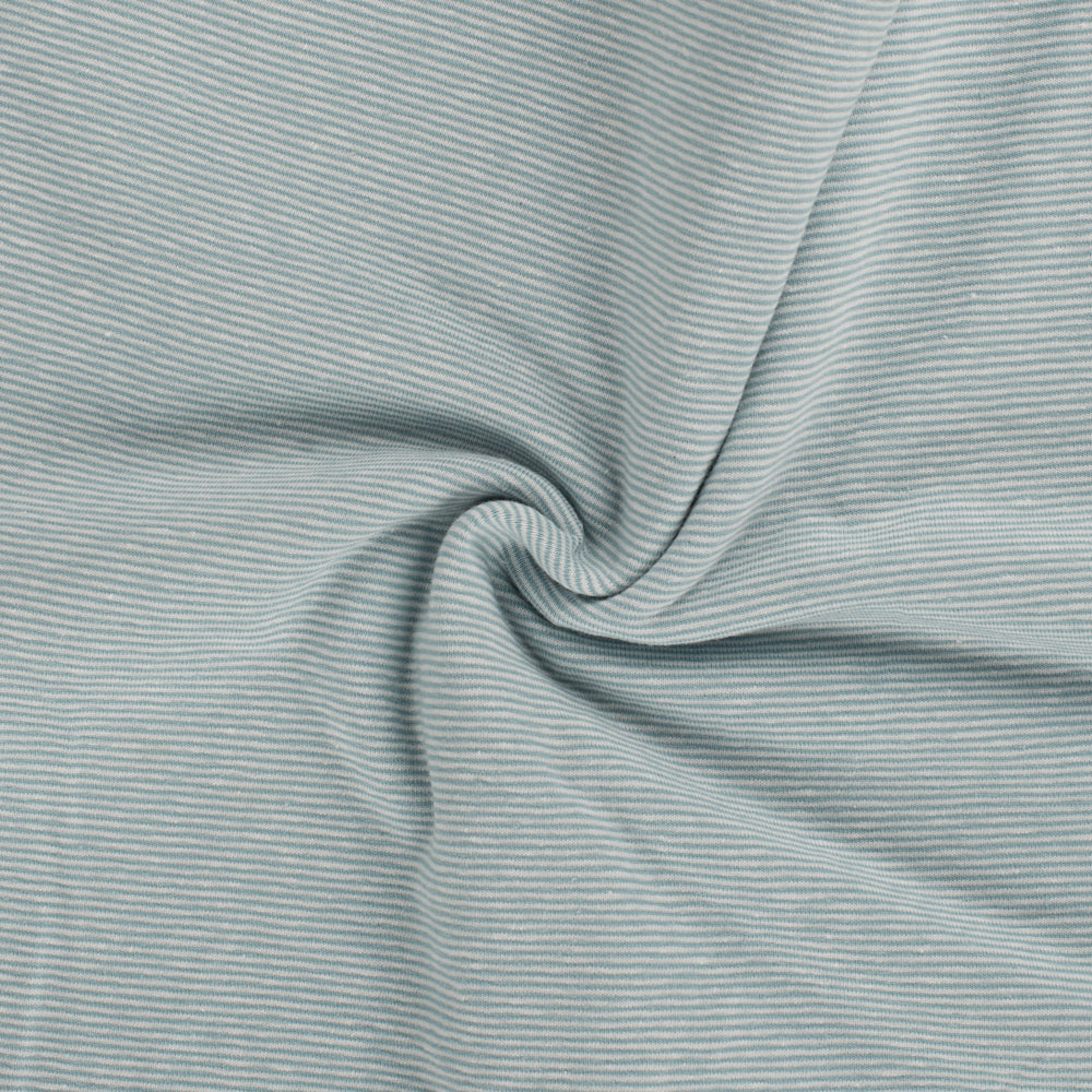 Yarn Dyed Soft Mint Fine Stripe Cotton Jersey Fabric