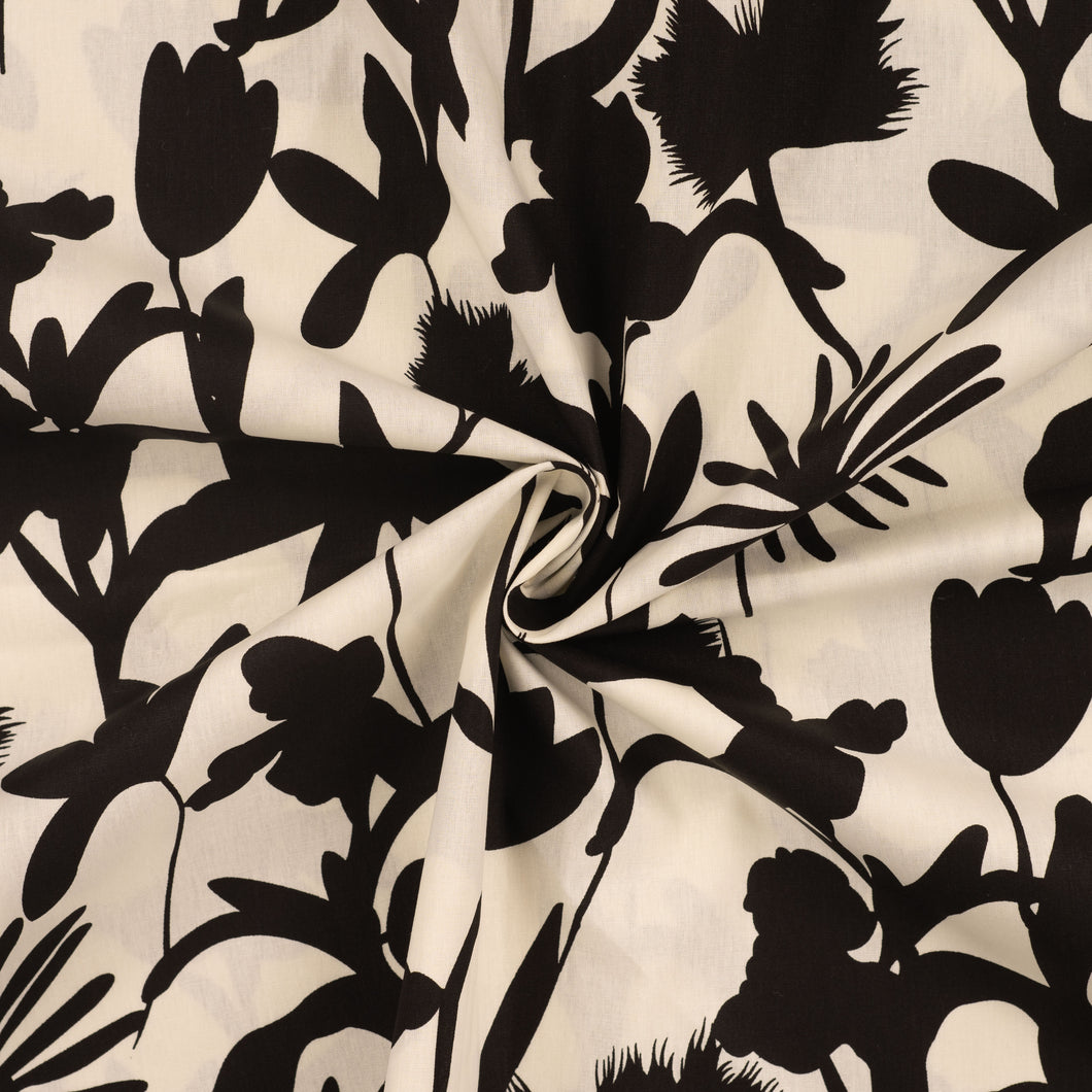 Floral Shadows on Ecru Cotton Poplin