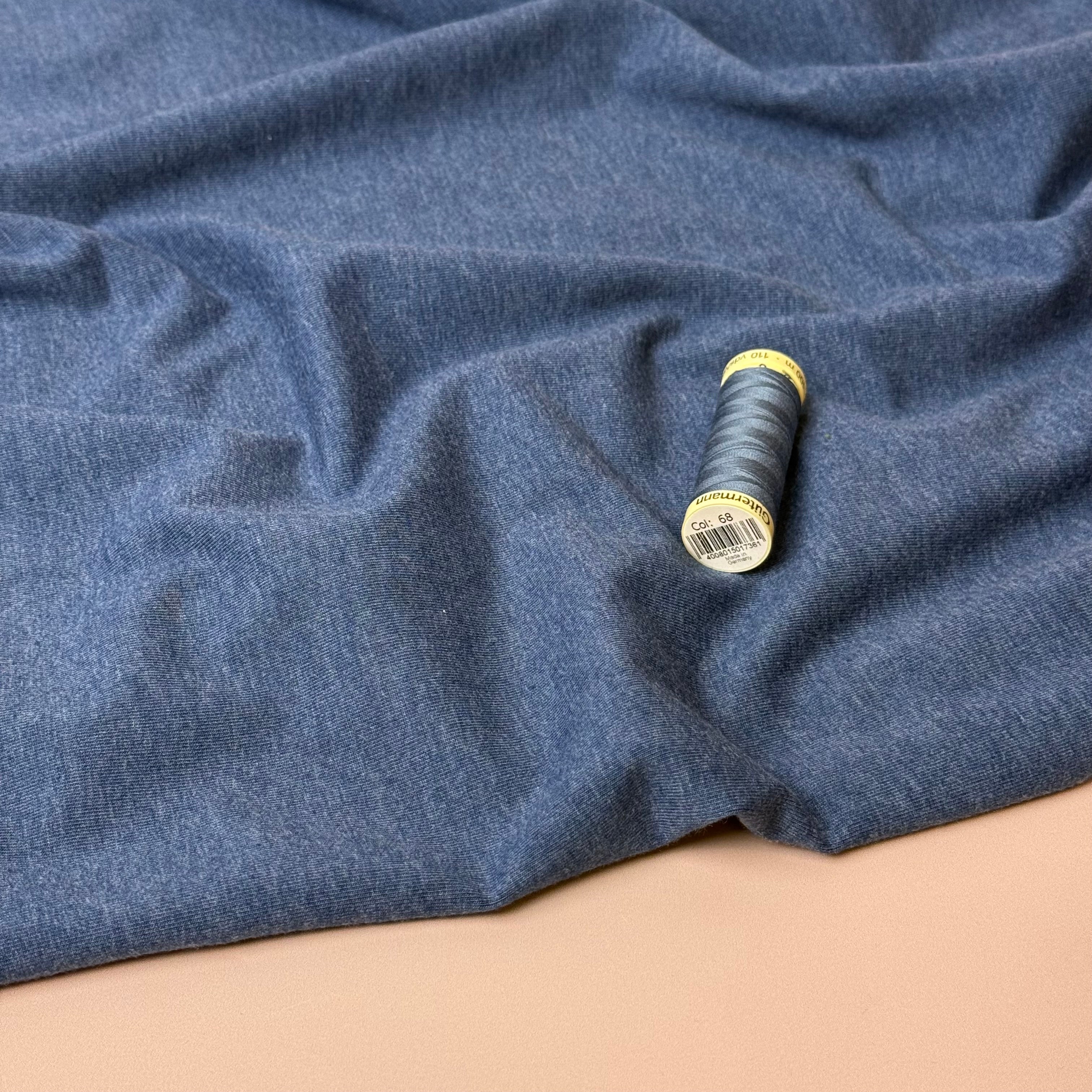 Essential Chic Blue Melange Plain Cotton Jersey Fabric