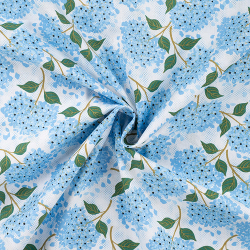 REMNANT 0.68 metre - Hydrangeas on White Cotton Poplin