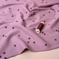 Hearts Purple Organic Cotton Ribbed Jersey