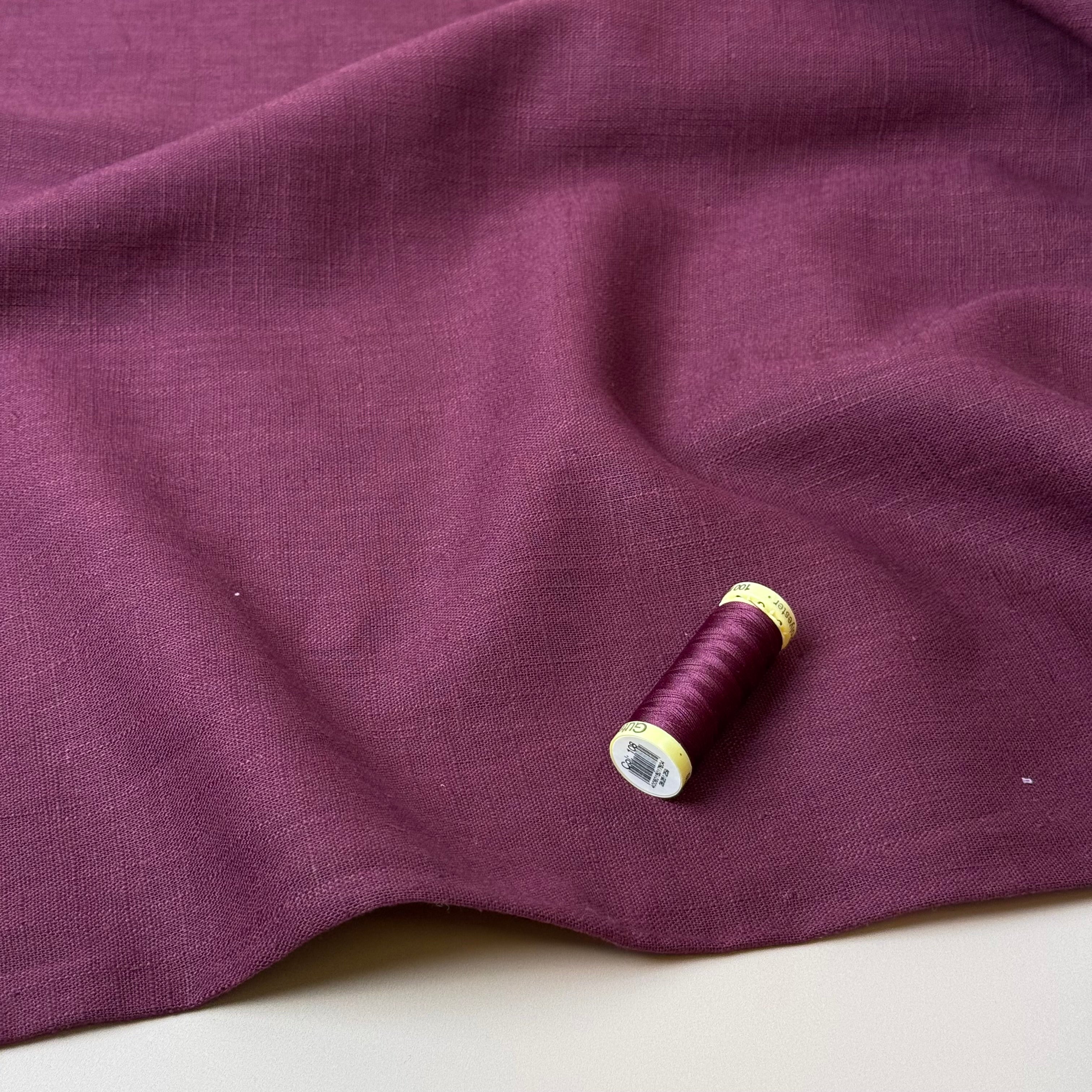 Breeze Burgundy - Enzyme Washed Linen Fabric