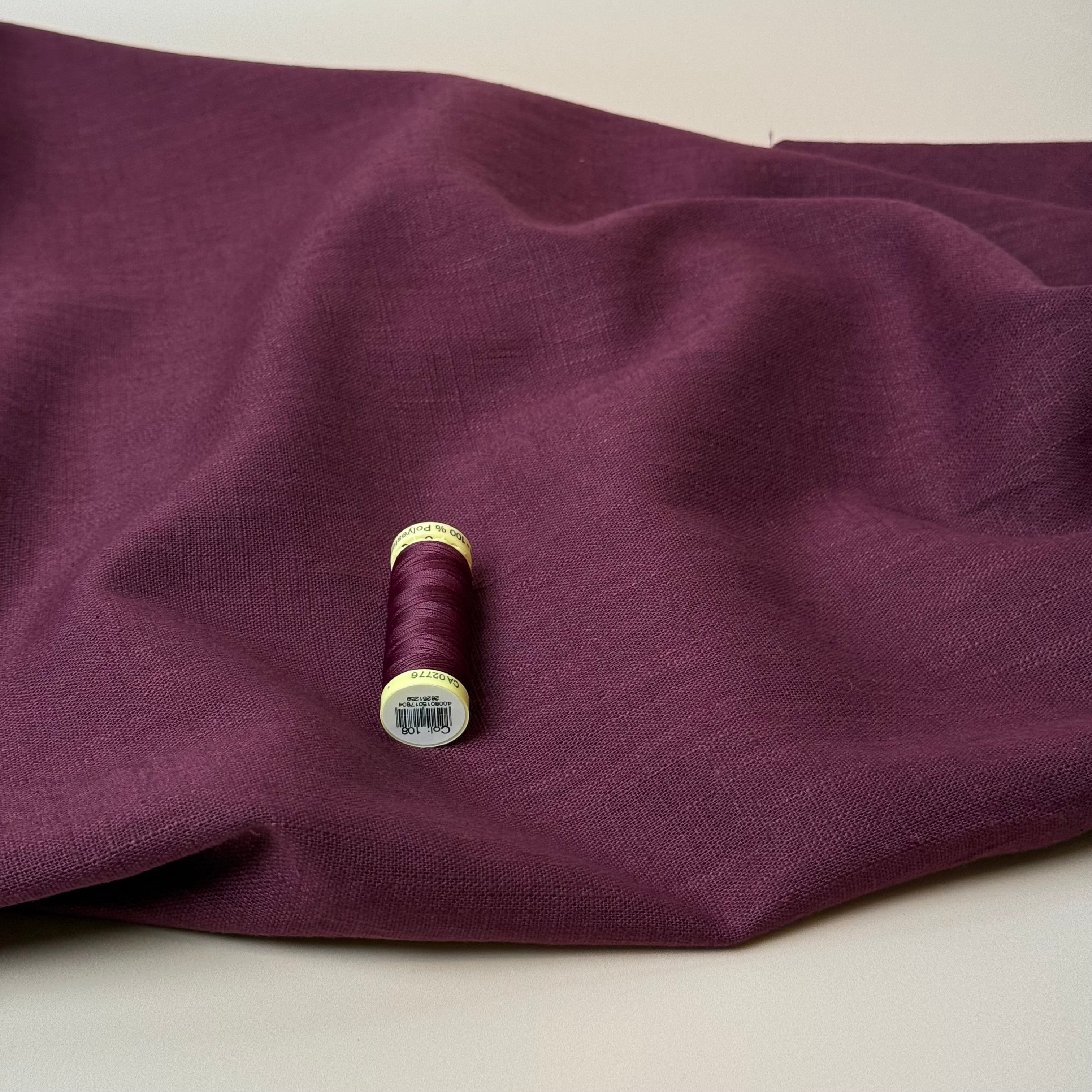 Breeze Burgundy - Enzyme Washed Linen Fabric