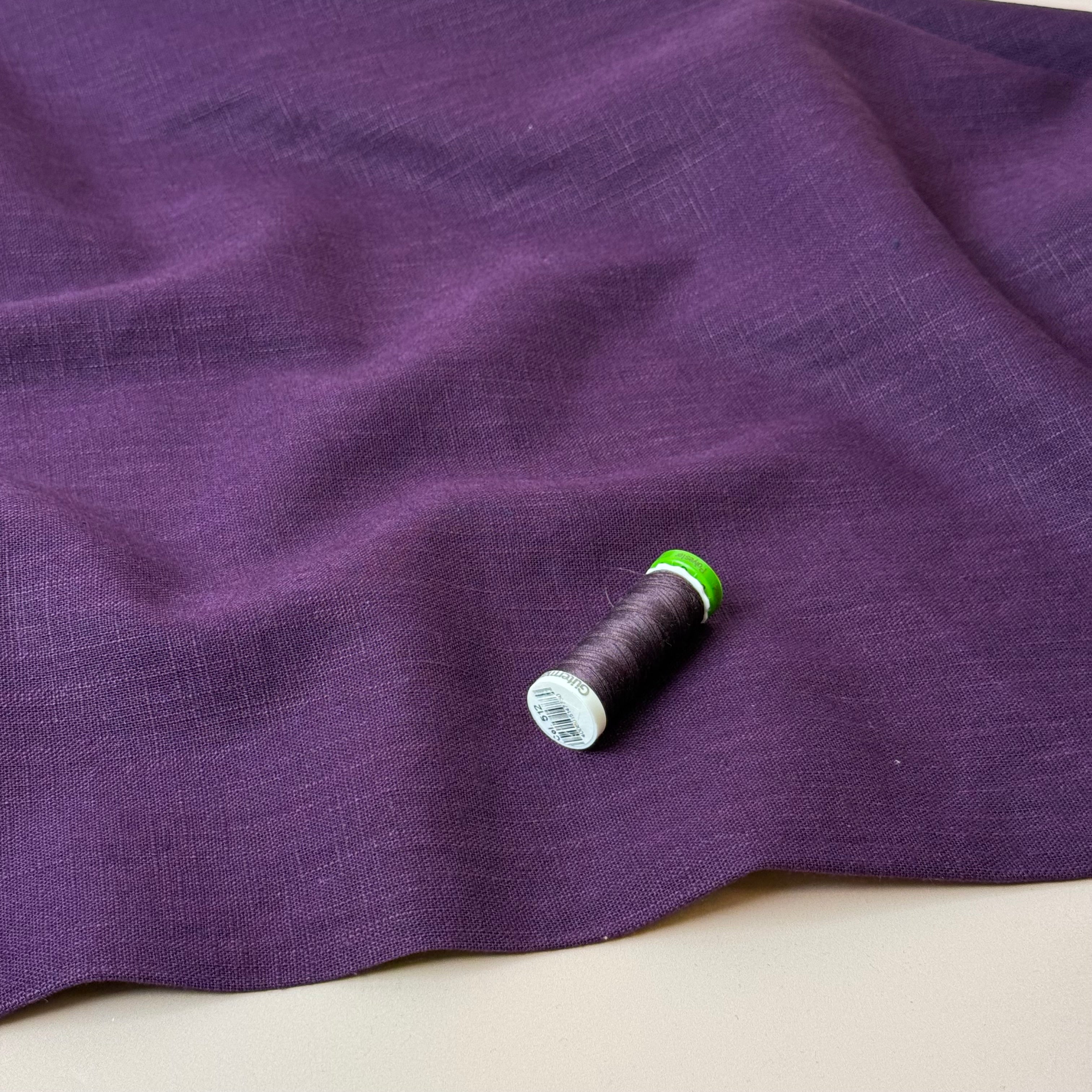 Breeze Deep Purple - Enzyme Washed Linen Fabric