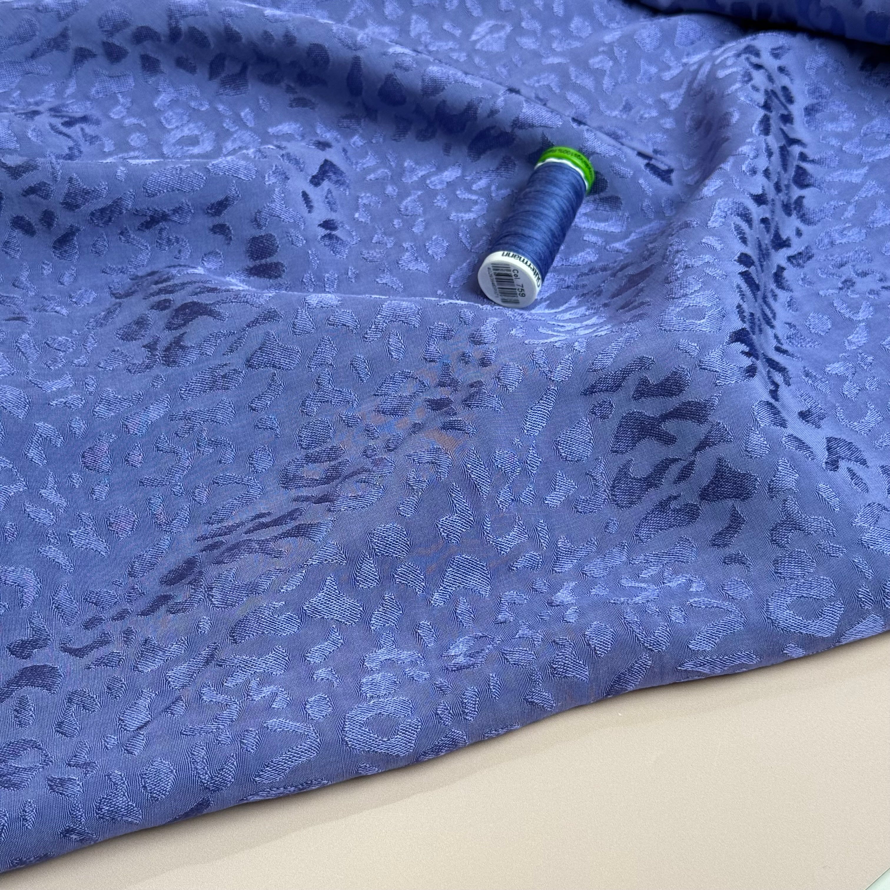 REMNANT 1.7 Metres - Purple with Animal Print Viscose Jacquard Sateen