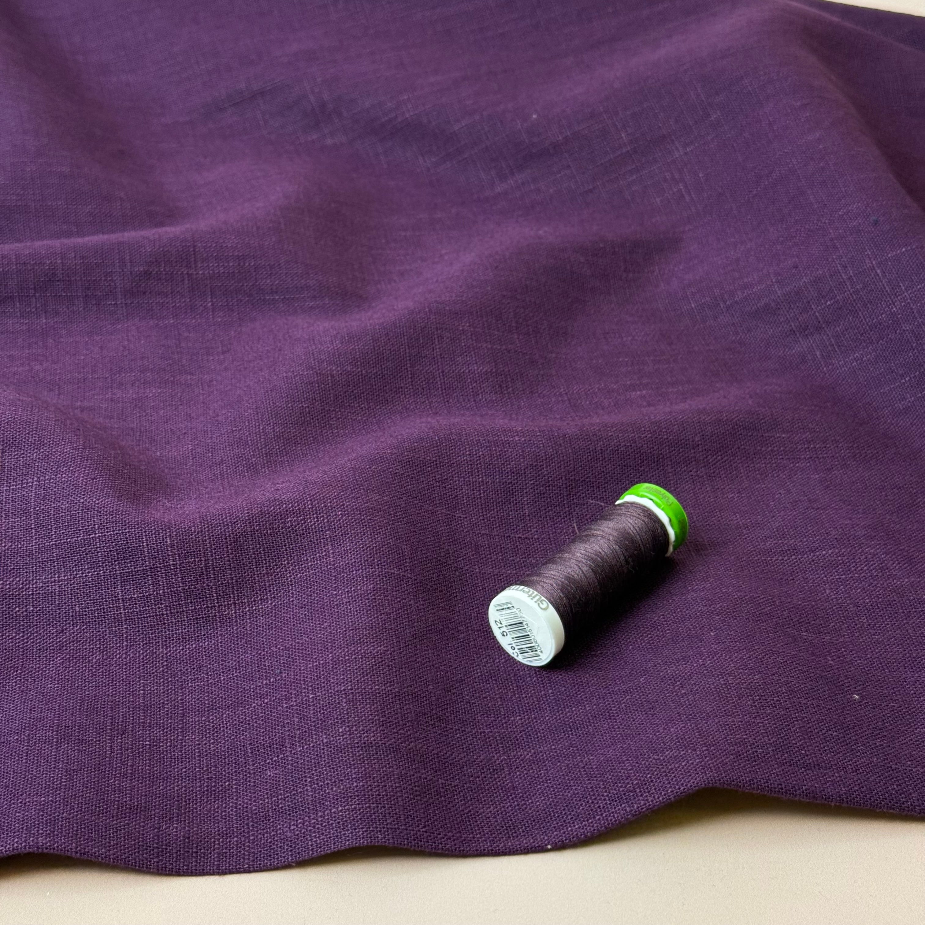 Breeze Deep Purple - Enzyme Washed Linen Fabric