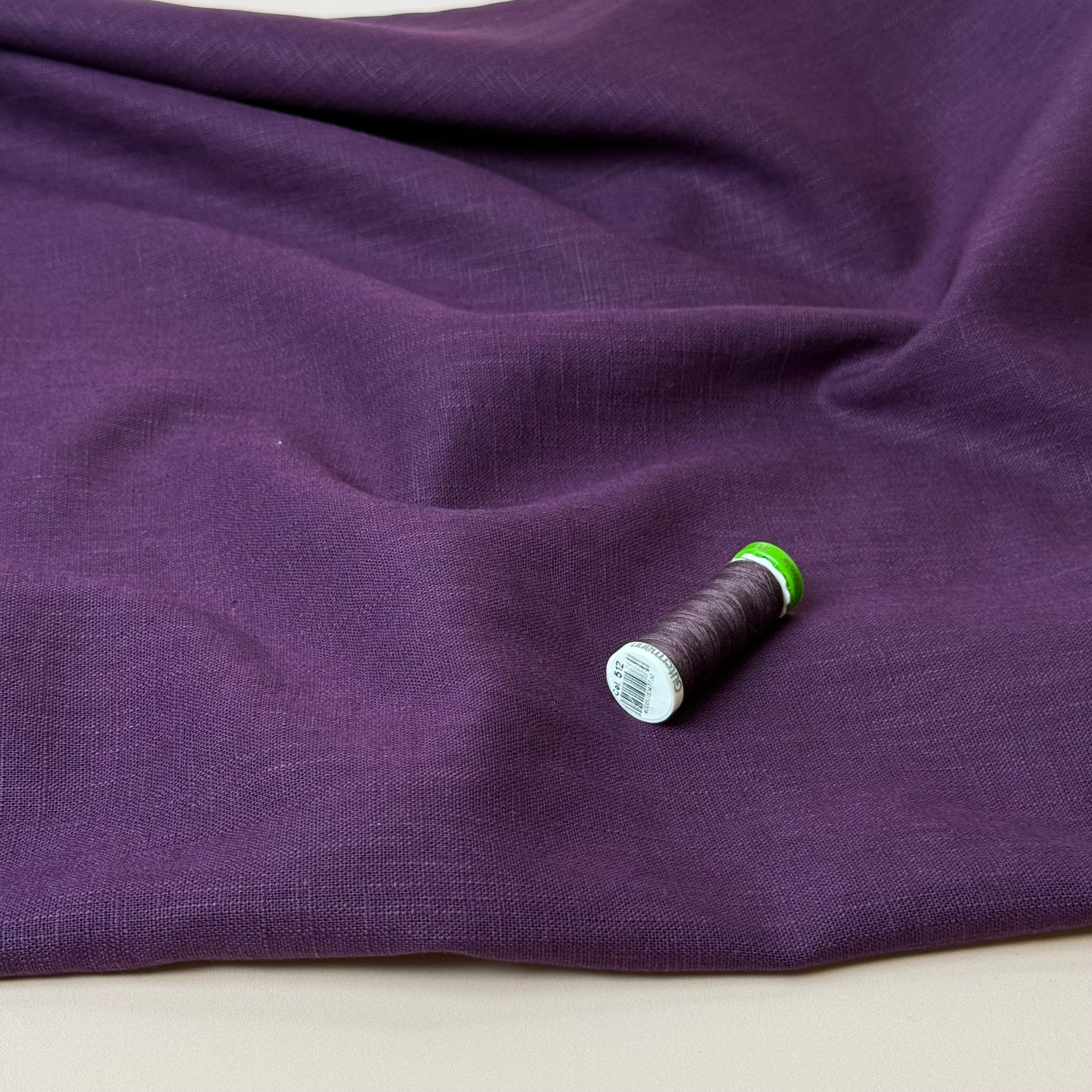 Breeze Deep Purple - Enzyme Washed Linen Fabric