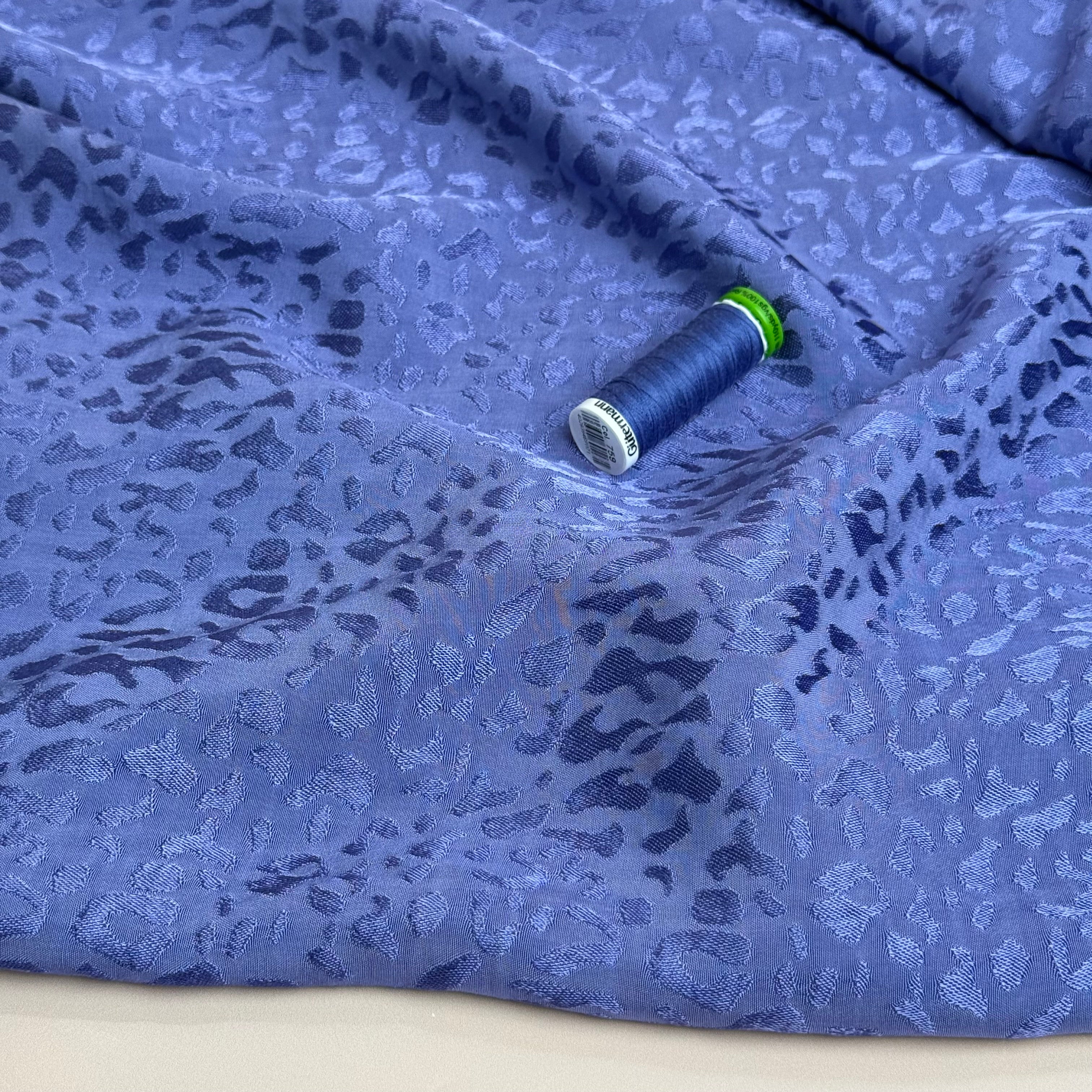 REMNANT 1.7 Metres - Purple with Animal Print Viscose Jacquard Sateen