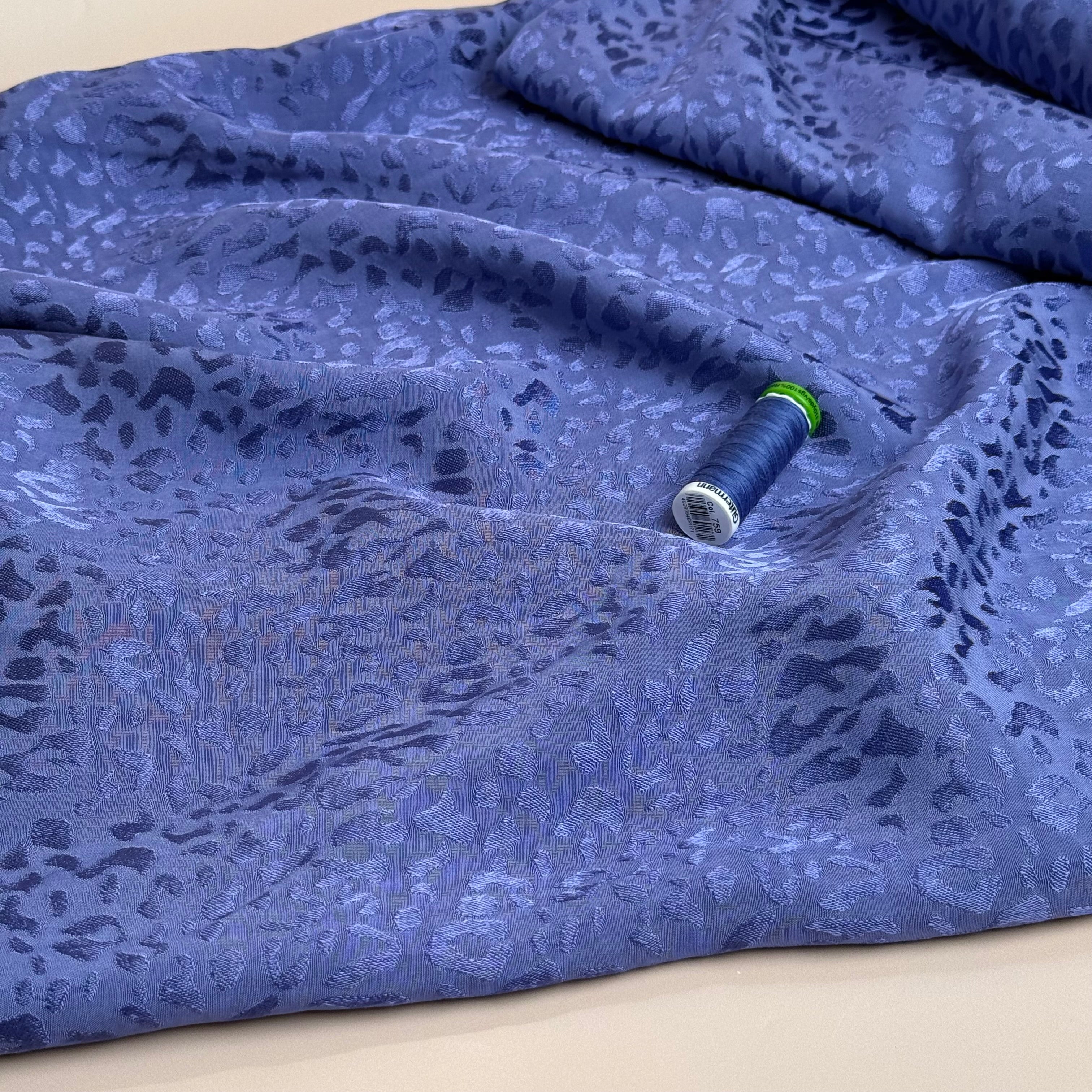 REMNANT 1.7 Metres - Purple with Animal Print Viscose Jacquard Sateen